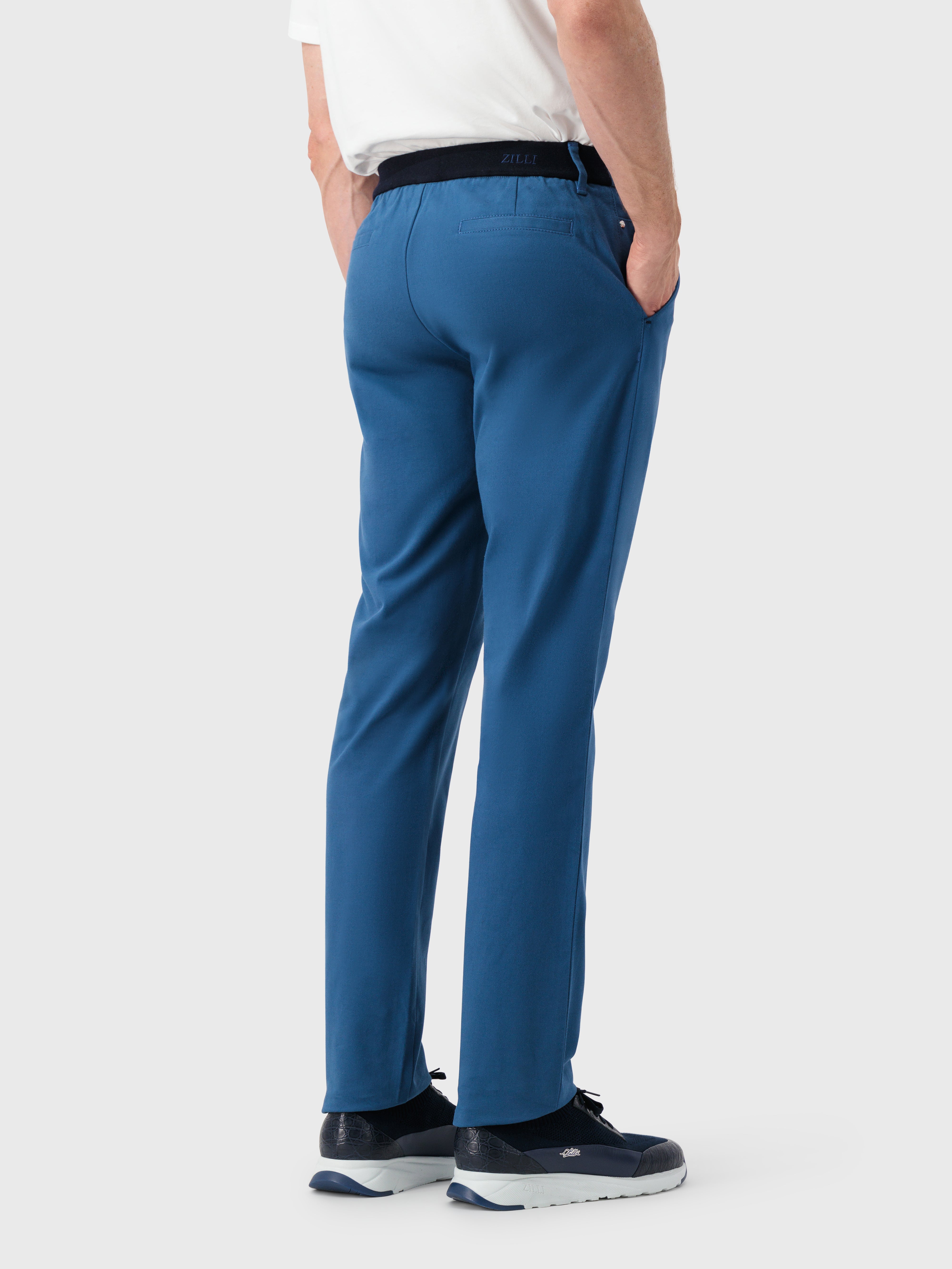 Брюки с ребристым эластичным поясом Синие джинсы