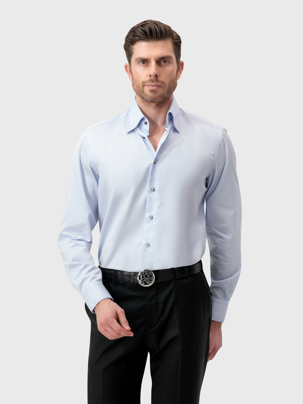 Формальная рубашка с тройным отложным воротником Easy Iron - Синий