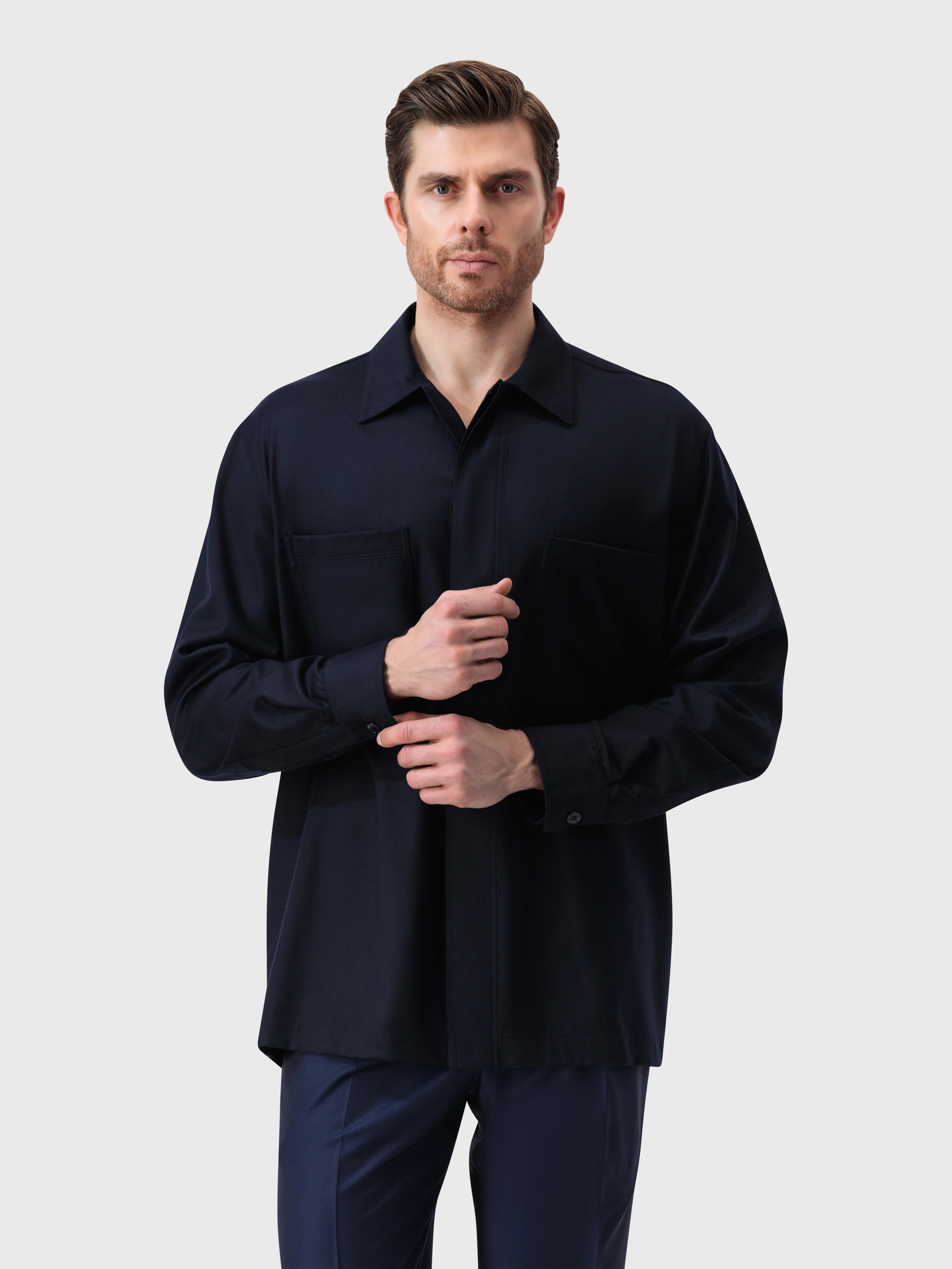 Pocket Subtly Boxy Shirt - Dark Navy