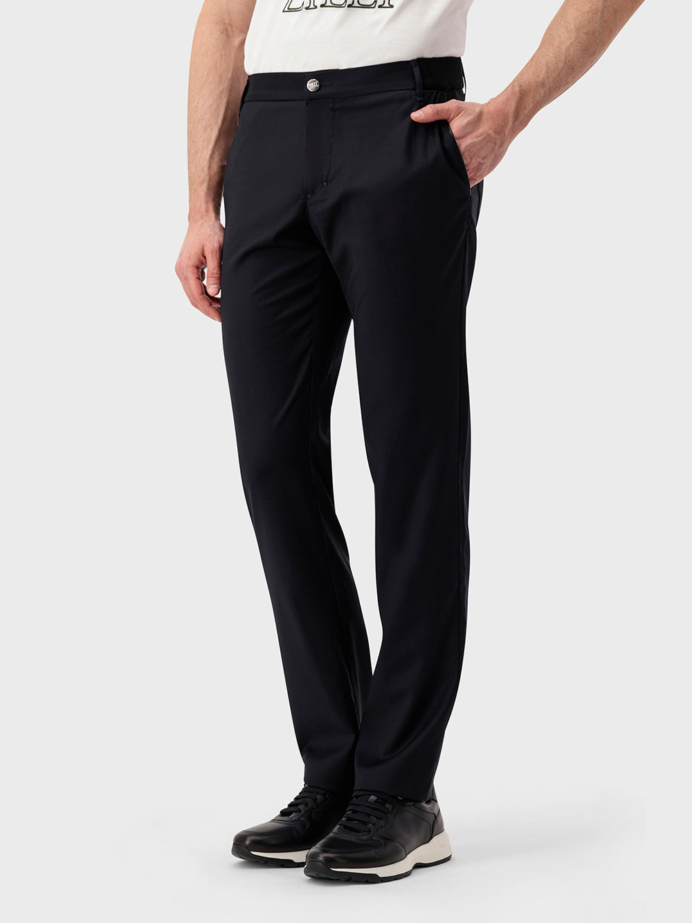 Брюки из виргинской шерсти в обтяжку - Синий морской