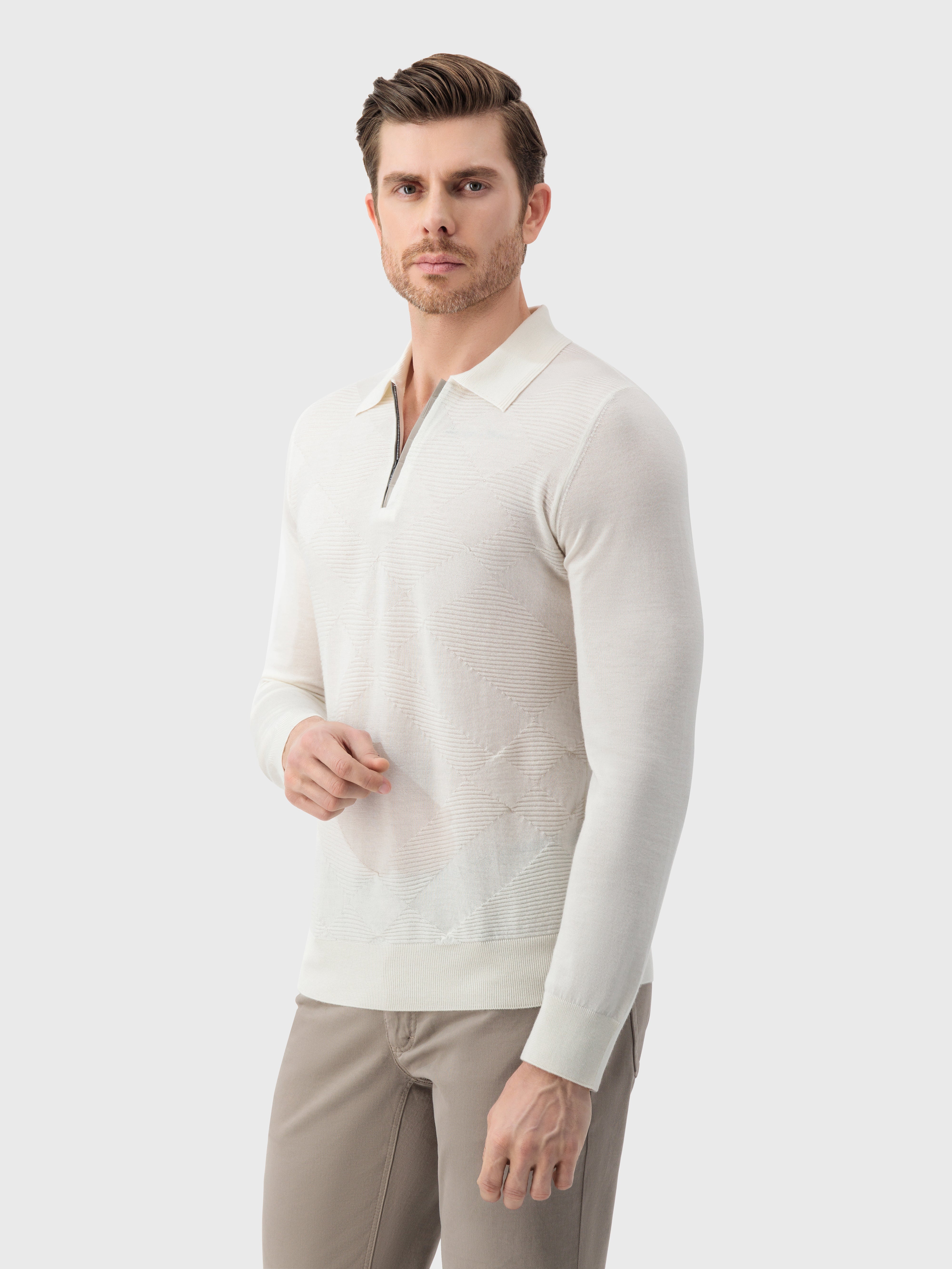 Поло из кашемира и шелка белое