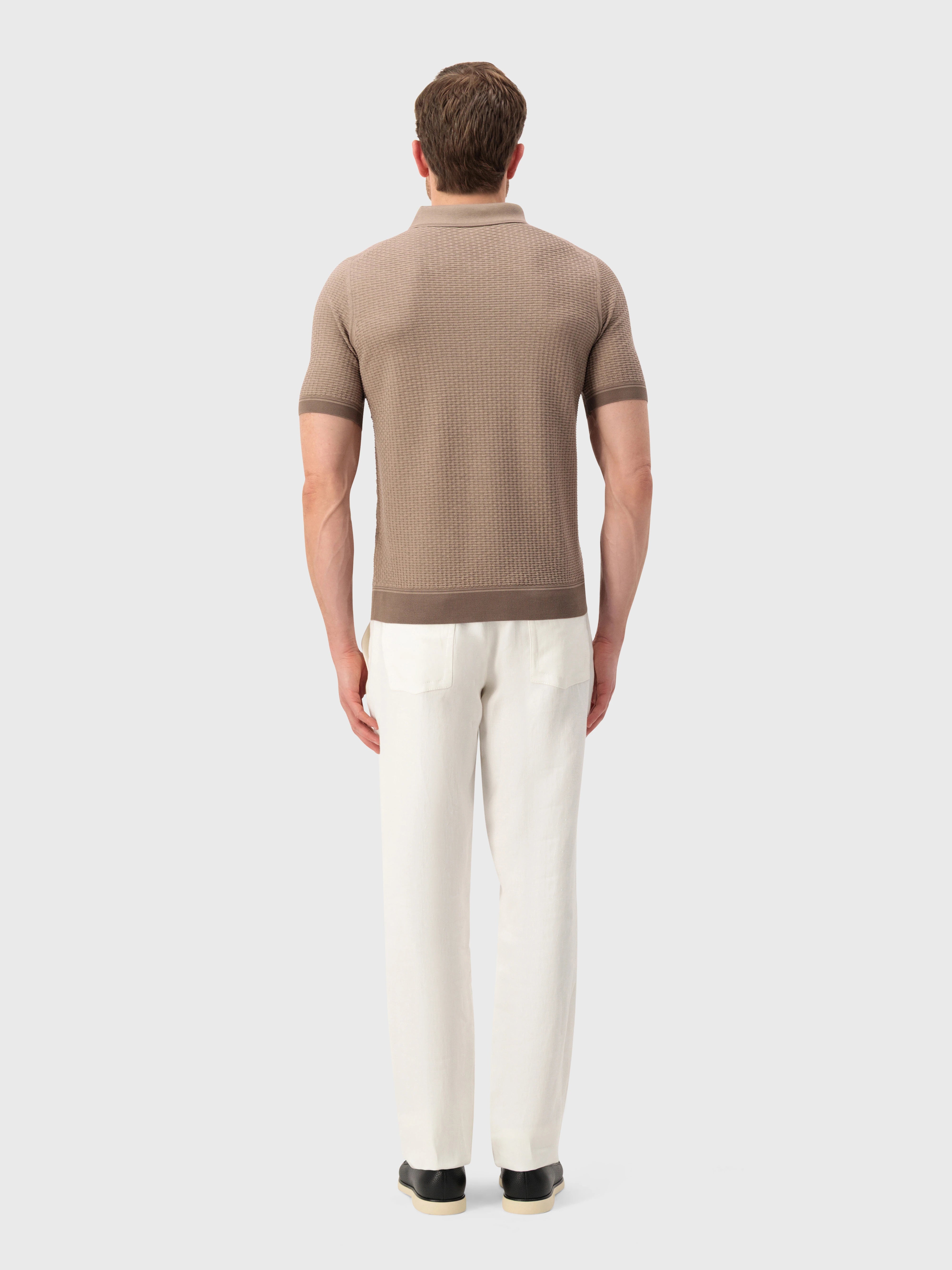 Рубашка-поло из шелкового трикотажа с геометрическим узором - Pale Fawn