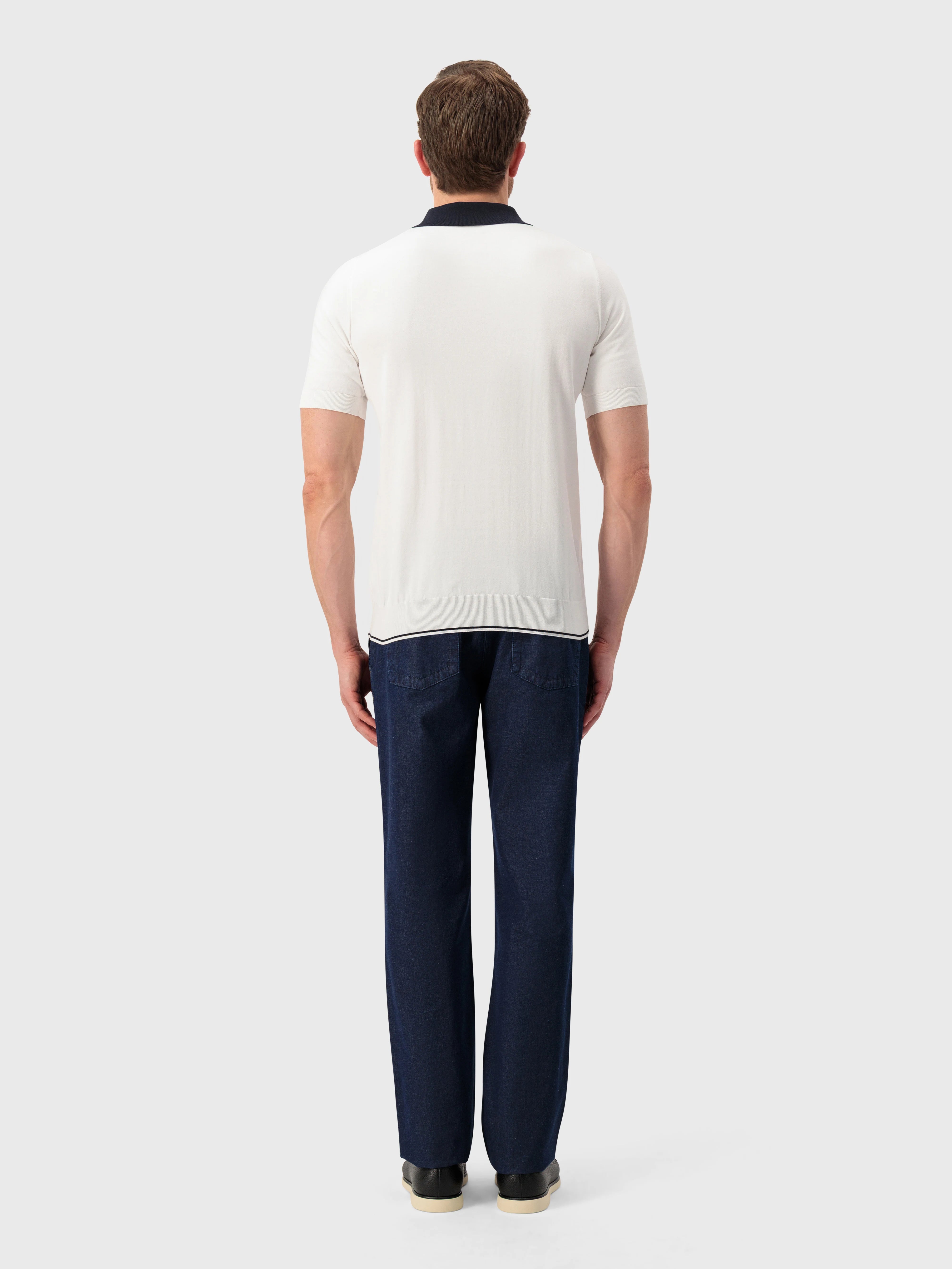 Рубашка-поло с геометрическим узором - Натуральный белый