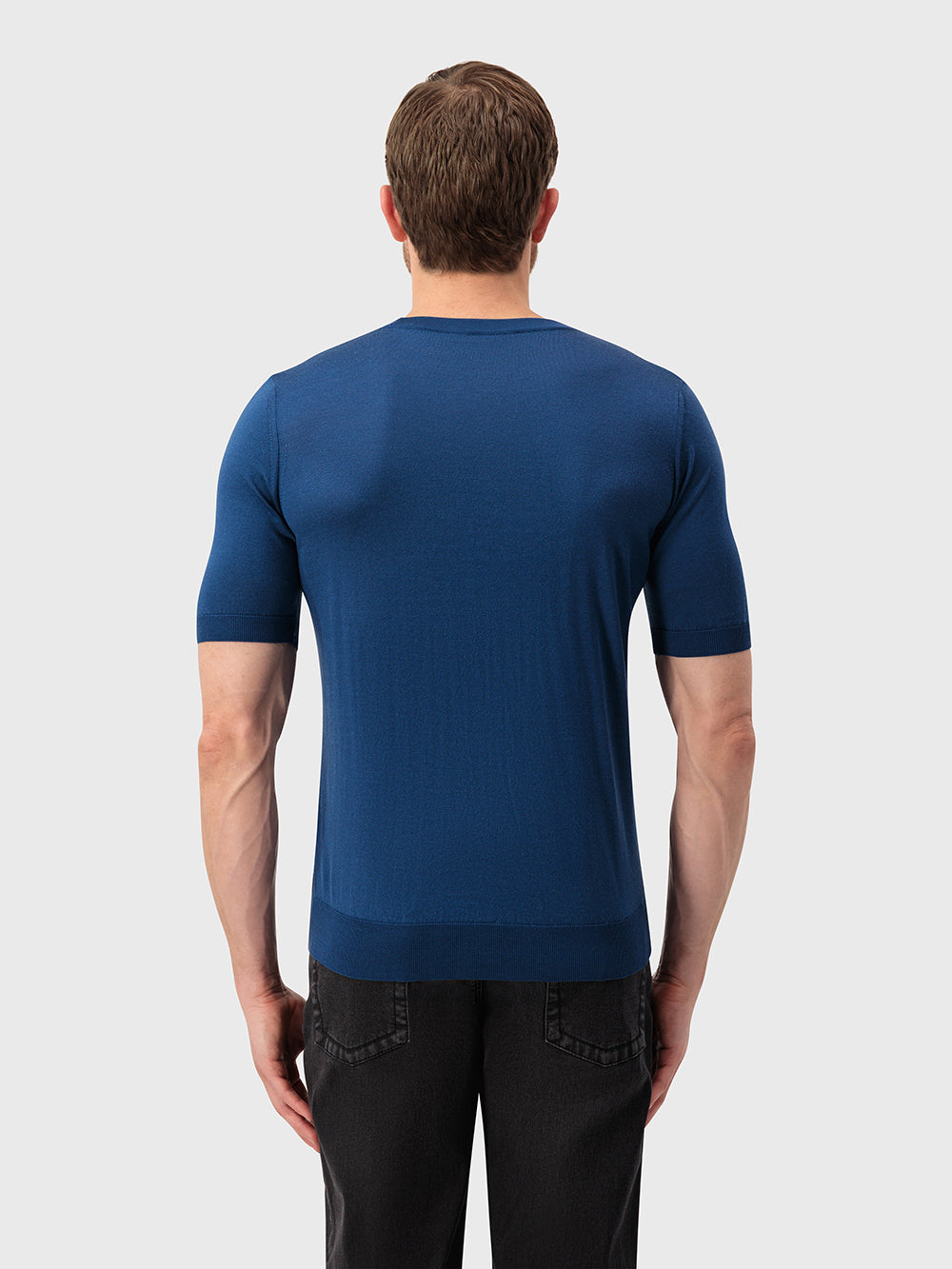 Рубашка-поло из шелкового трикотажа в полоску - Чернила