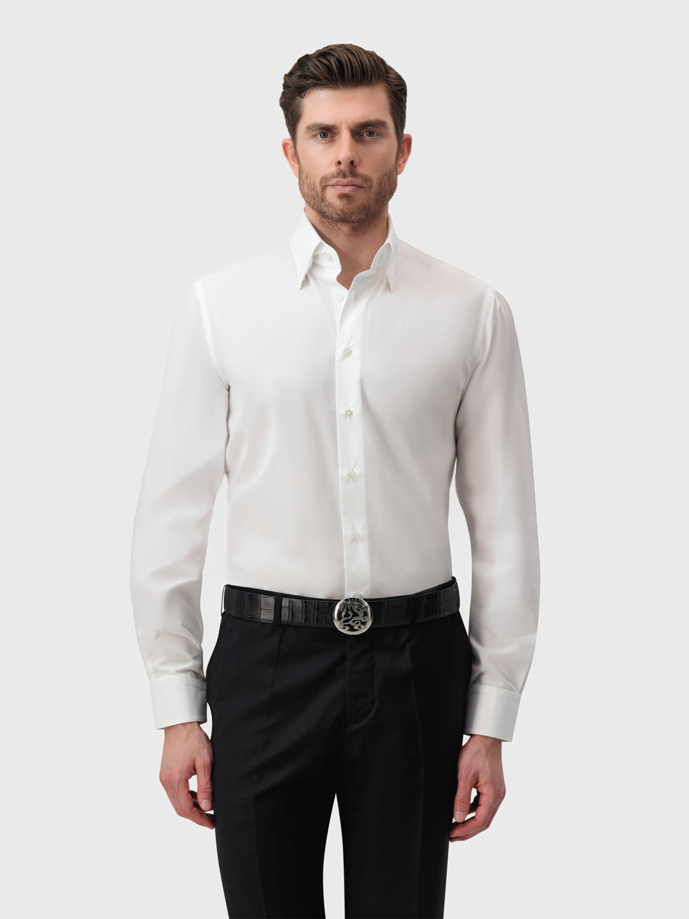 Классическая формальная рубашка с одним швом - Белый
