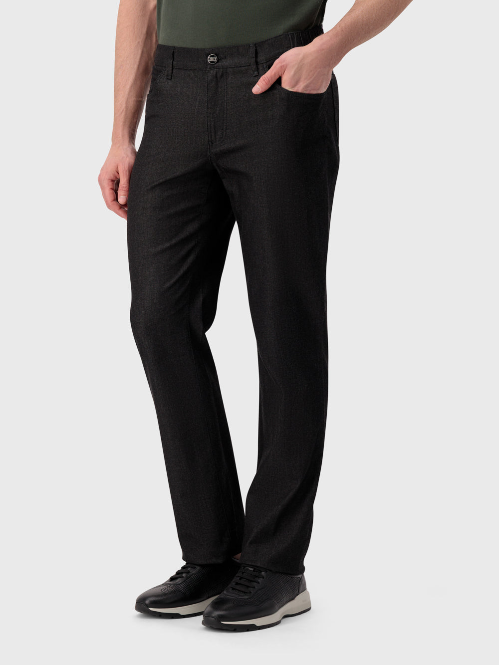 Хлопковые брюки Slim Fit ZILLI Embroidery Denim - Черный