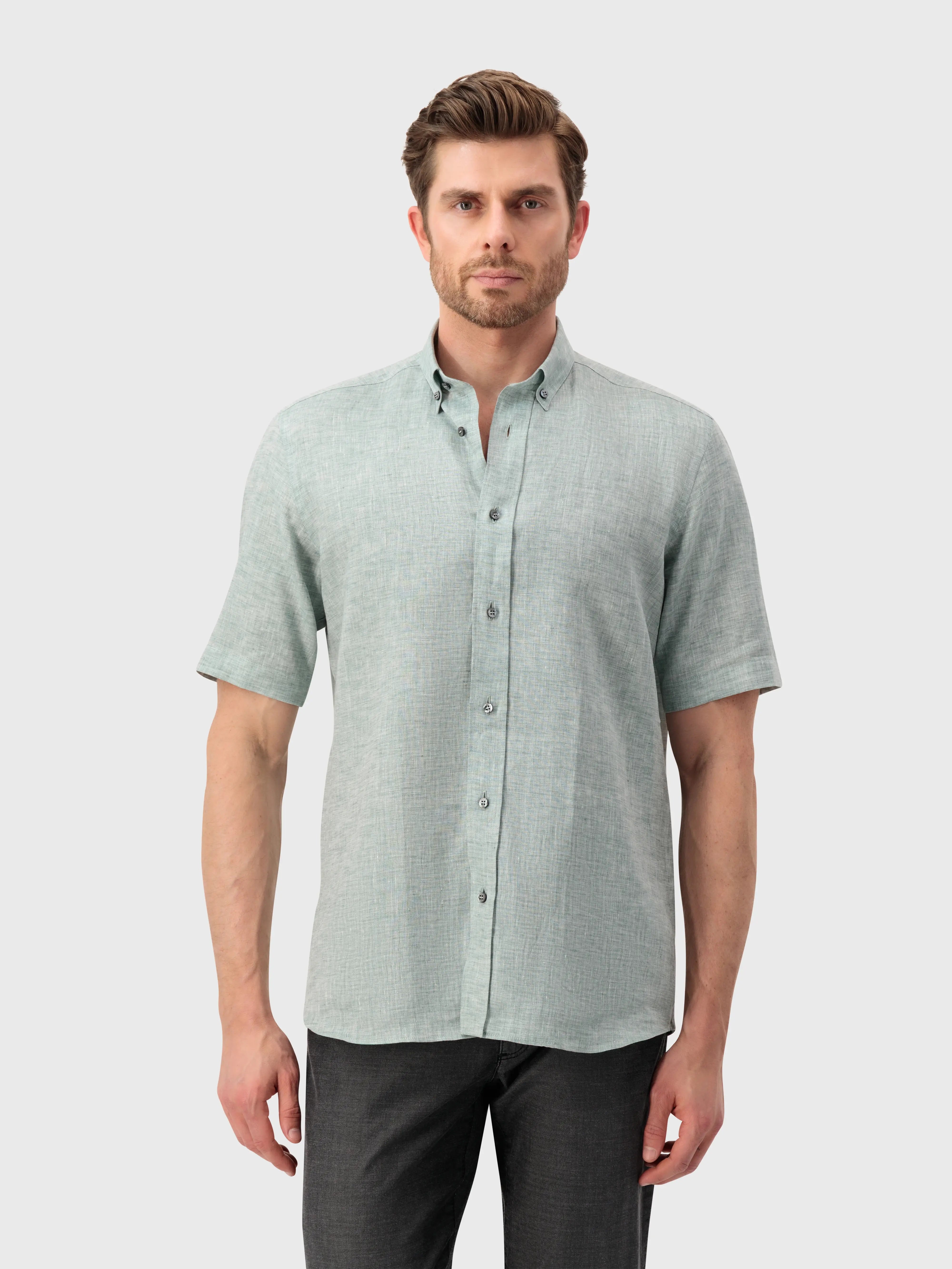 Льняная рубашка - бледный хаки