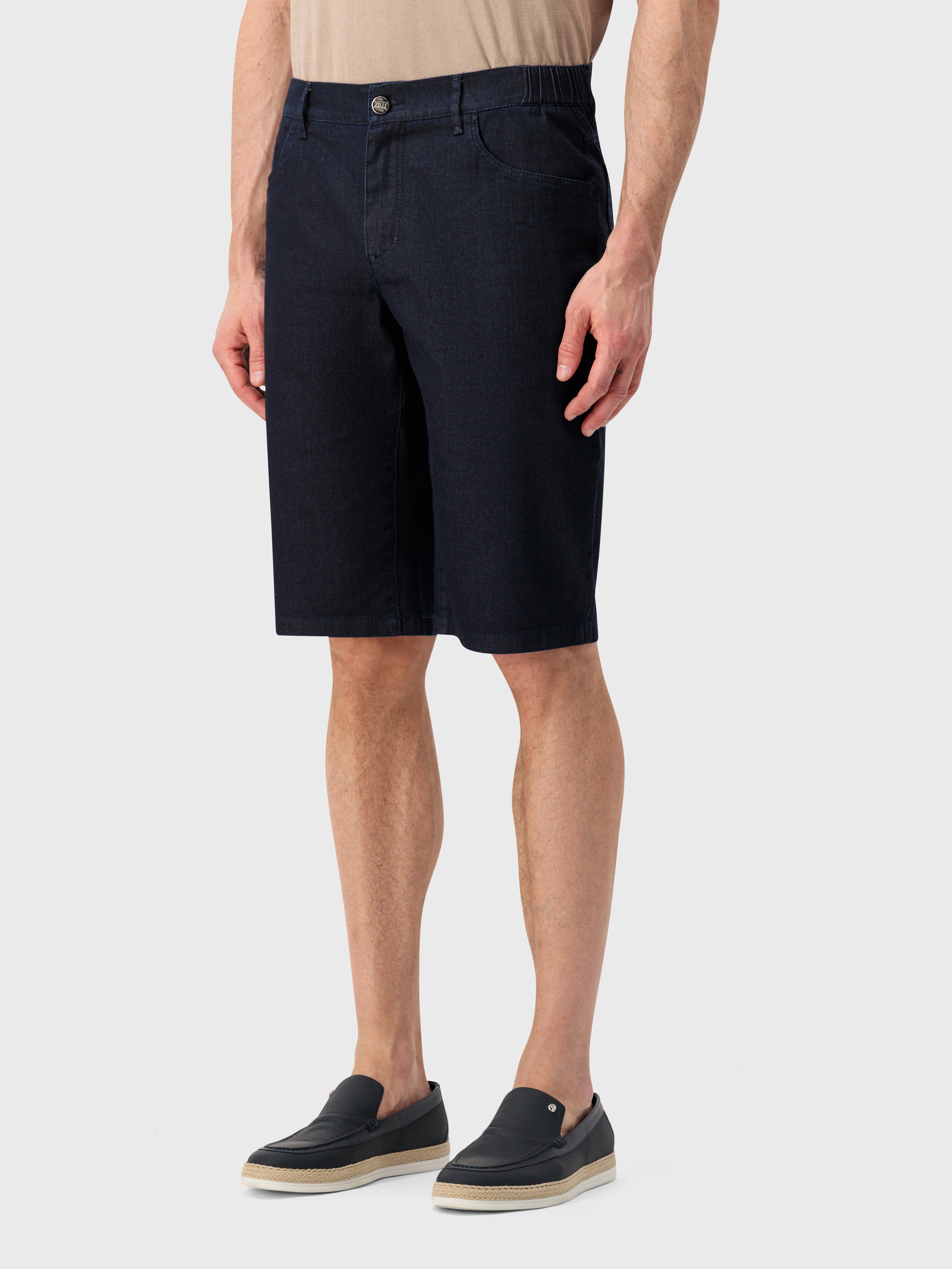 Хлопковые джинсовые шорты с вышивкой ZILLI - Синий