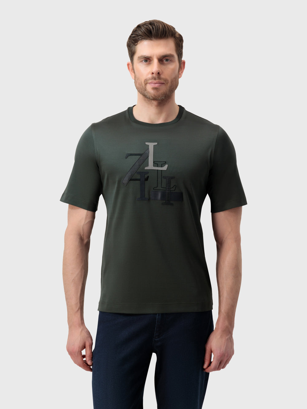 ZILLI Лоскутная футболка - Темный шалфей