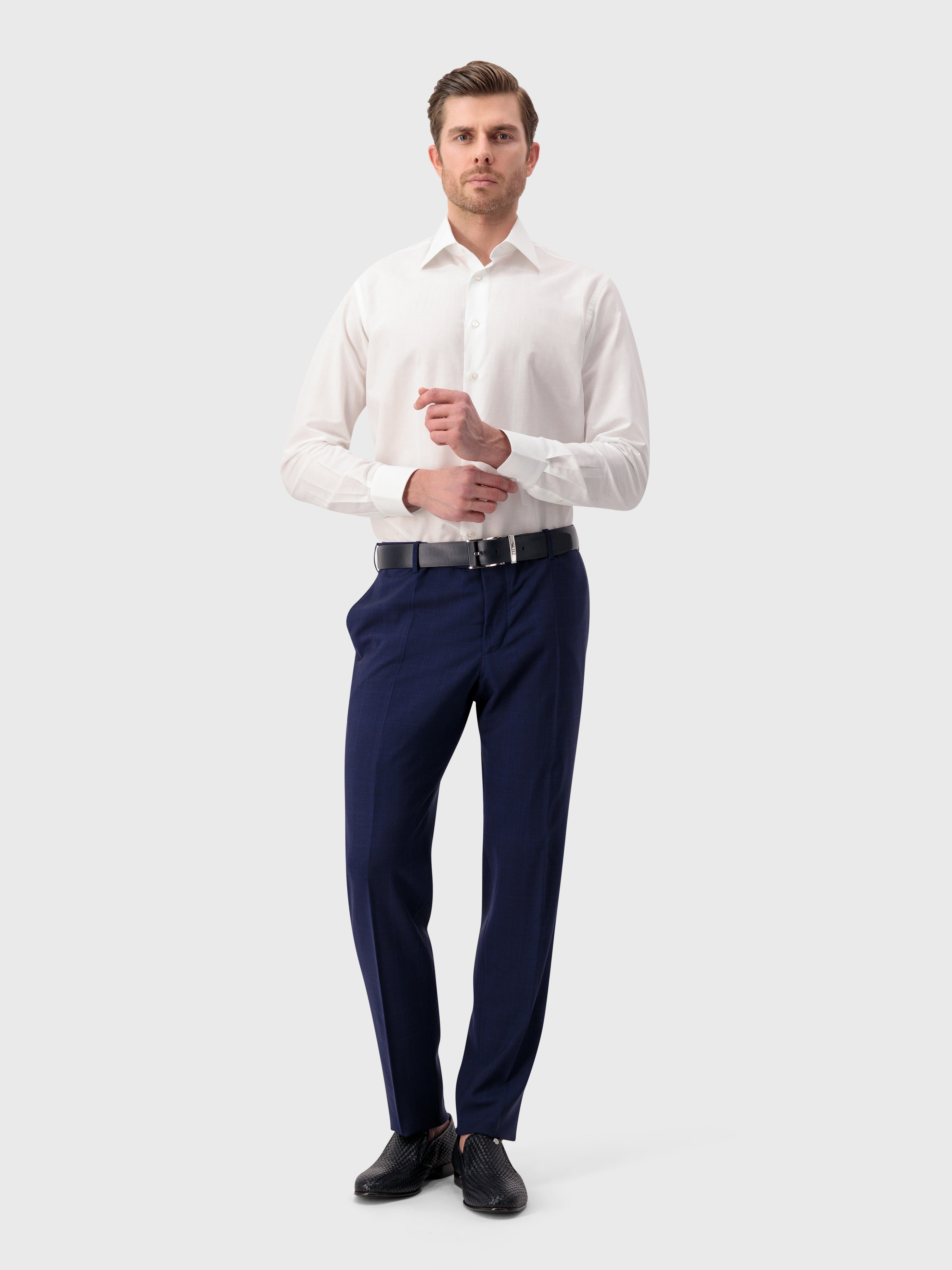 Рубашка из хлопка и льна с одной строчкой - Белый