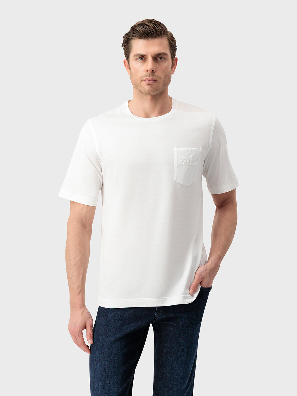 Хлопковая рубашка с нагрудным карманом ZILLI - Белый