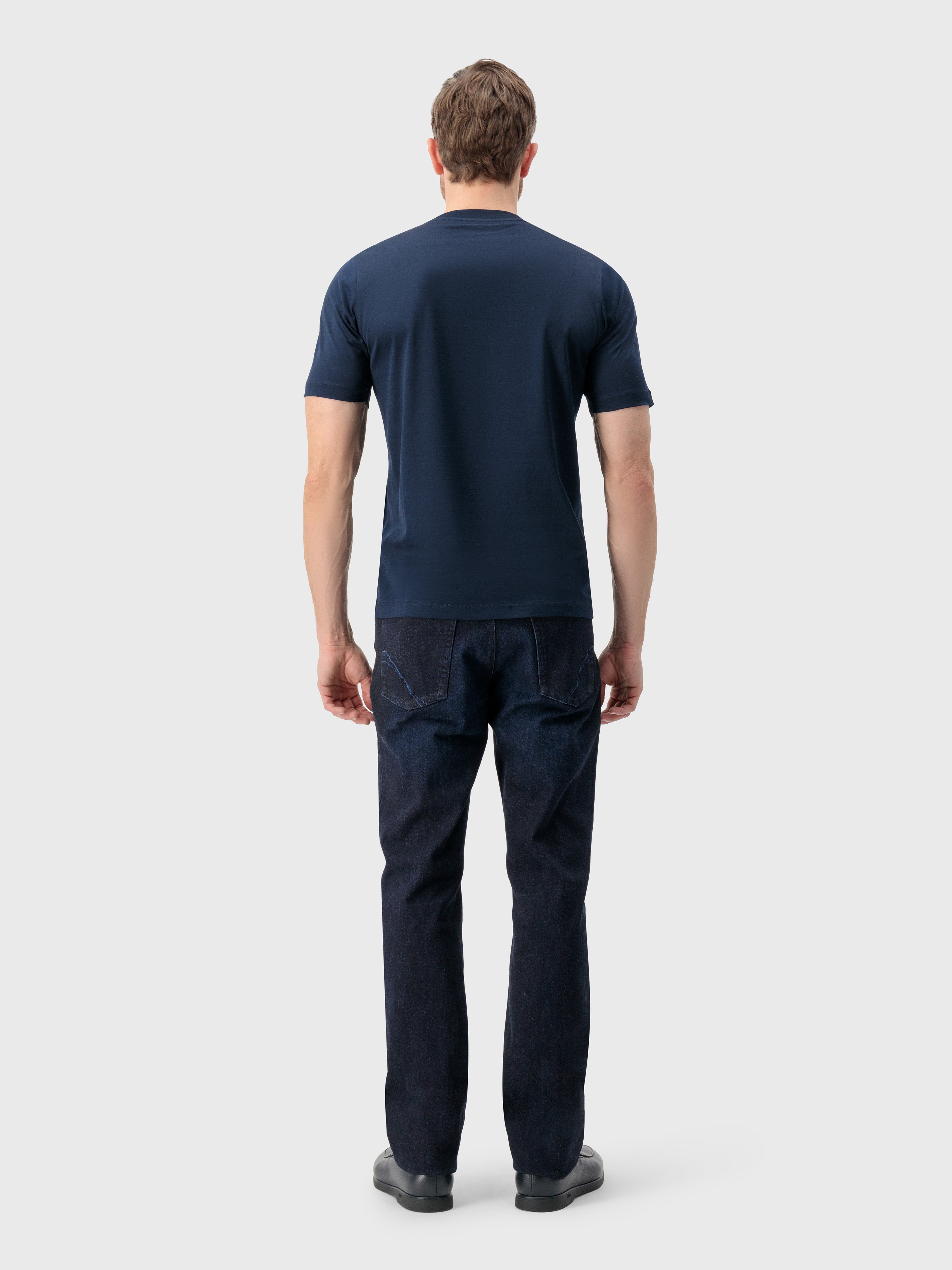 Футболка с вышивкой в виде четырех полос темно-темноморская