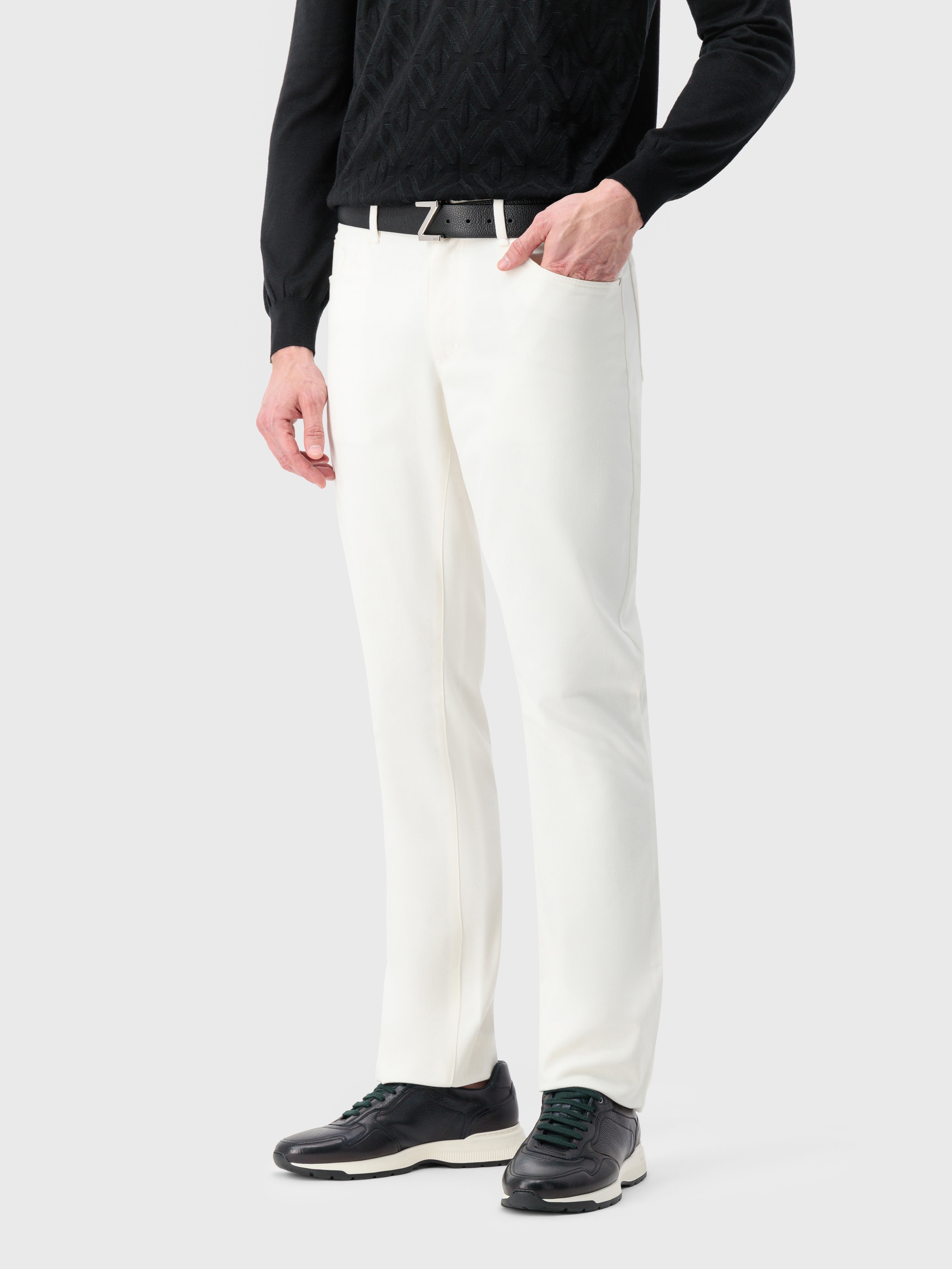 Джинсы с нашивкой из телячьей замши "Z" Белый