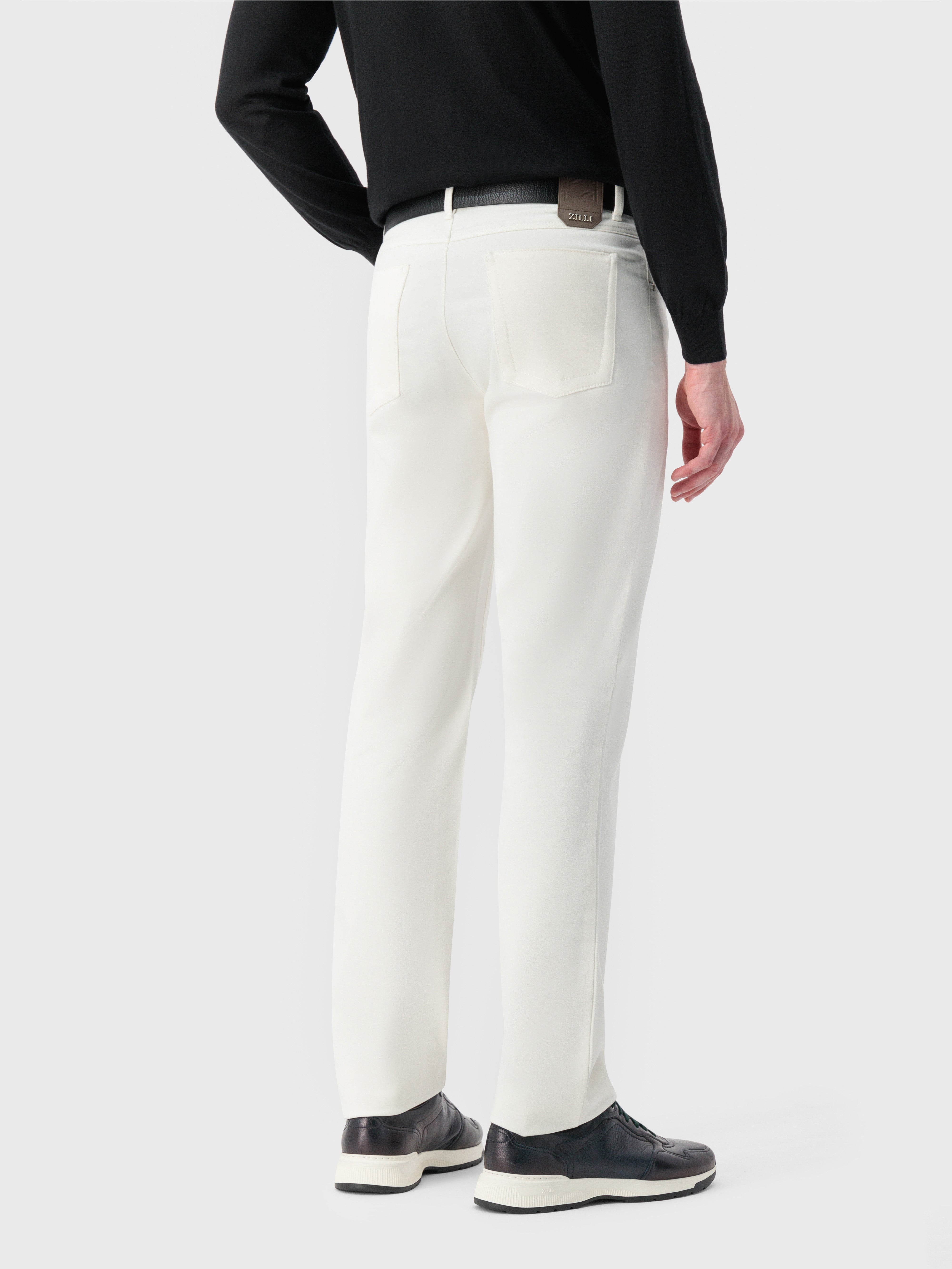 Джинсы с нашивкой из телячьей замши "Z" Белый