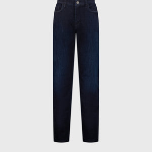 Хлопковые джинсы темно-синего цвета