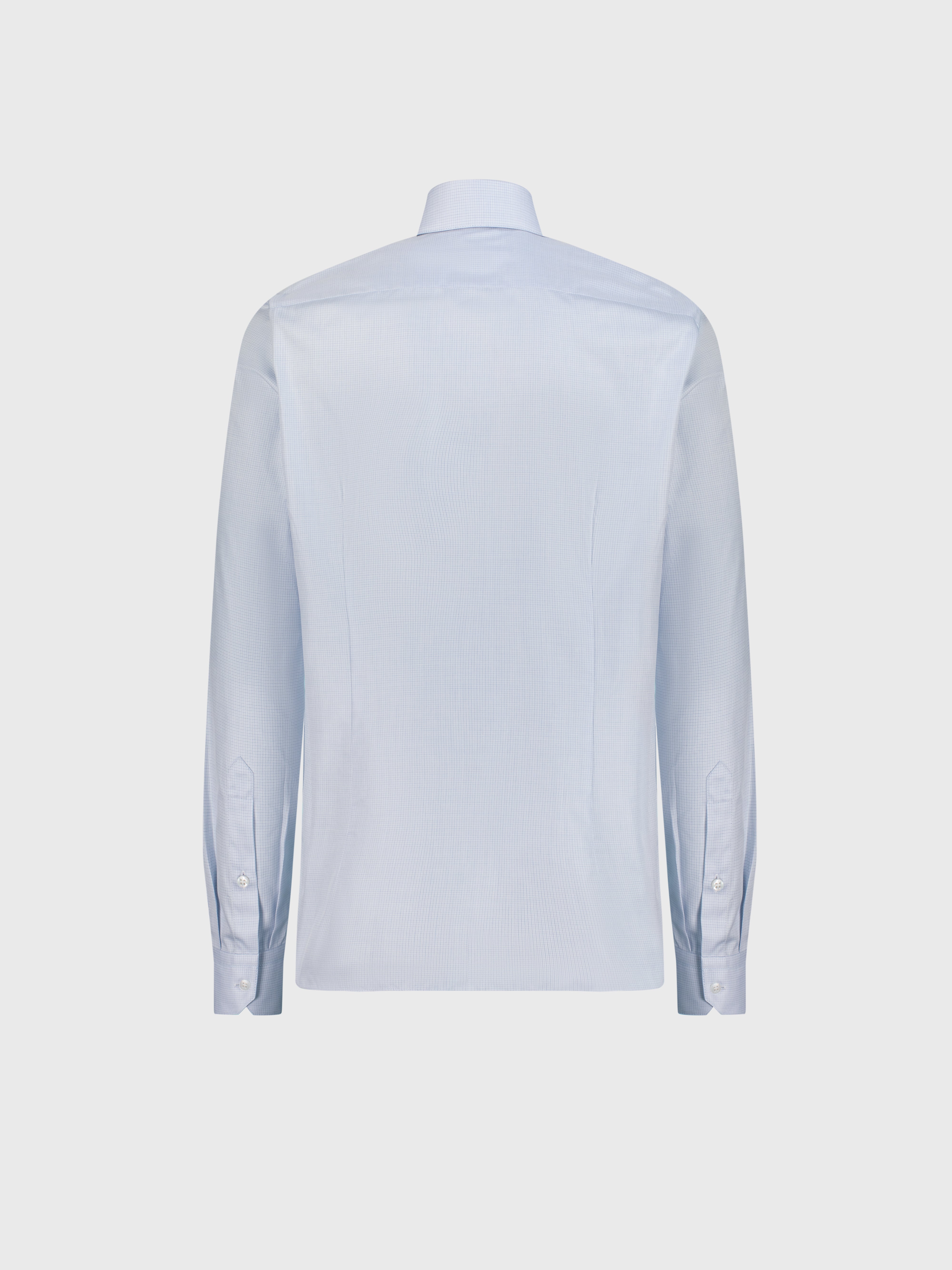 Хлопковая рубашка с узором гингем светло-голубая