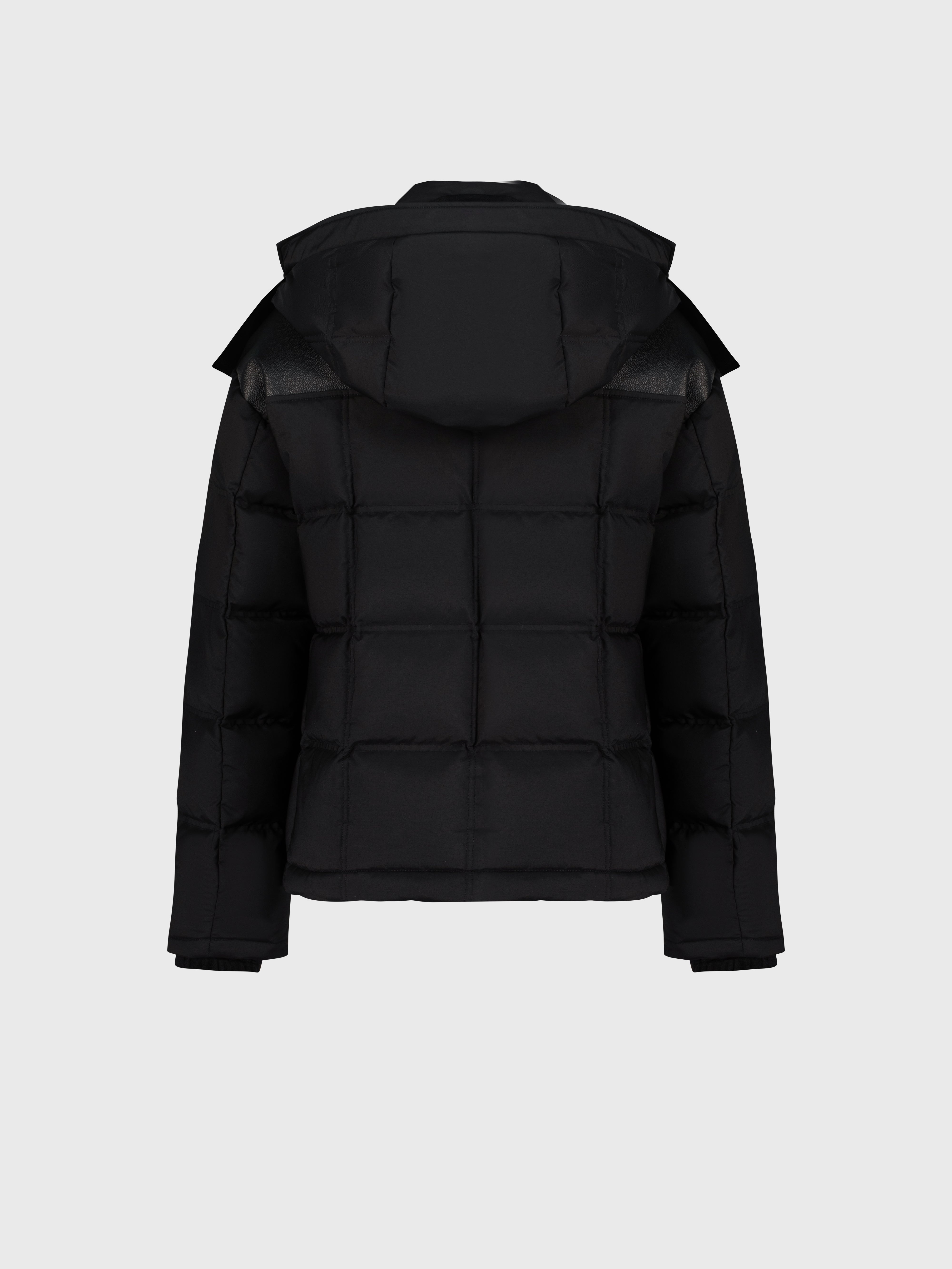 Стеганая шерстяная пуховая куртка черного цвета