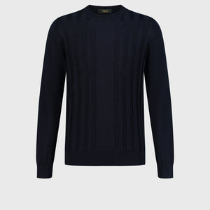 Свитер с круглым вырезом темно-флотский