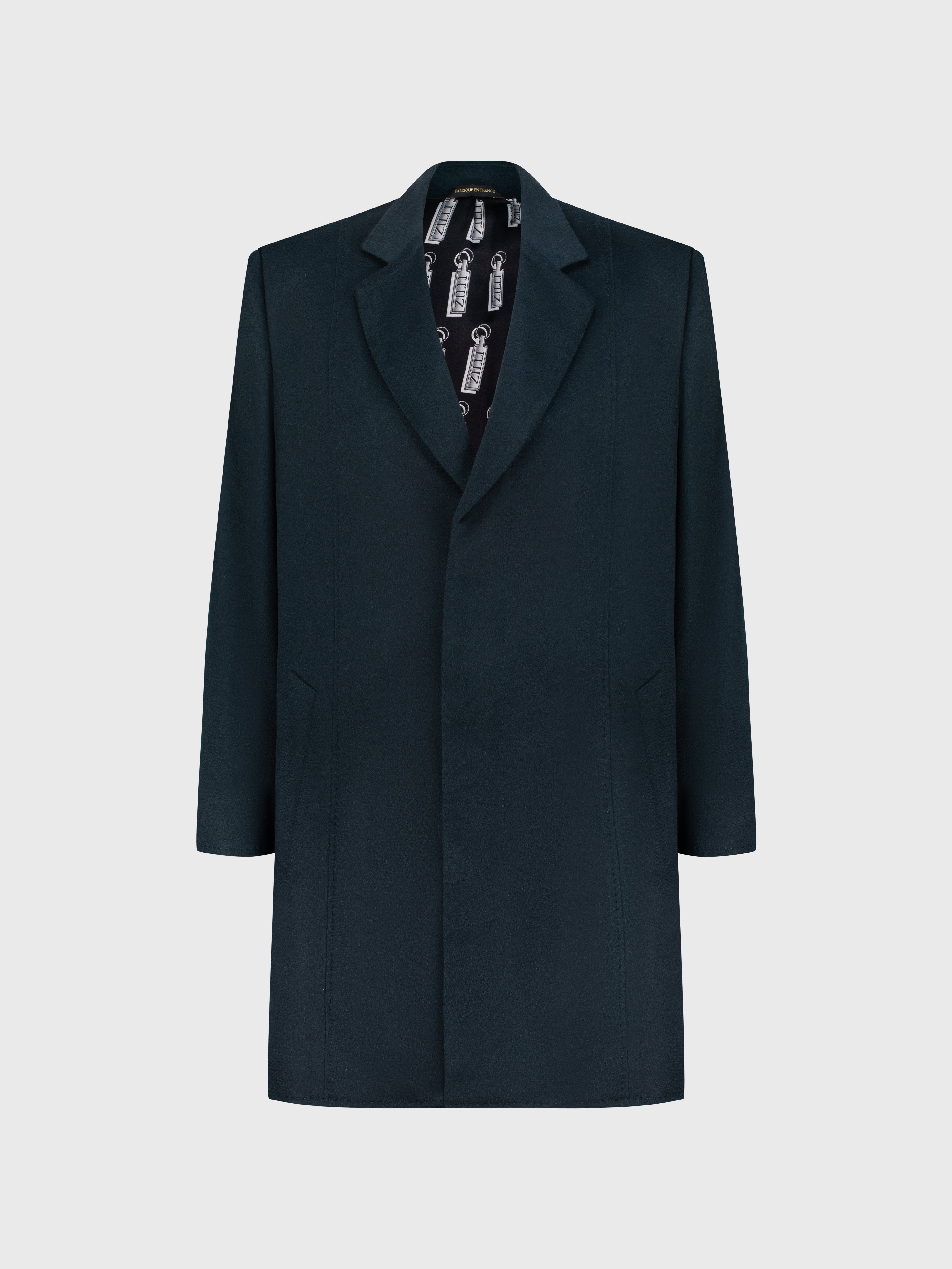 Кашемировое пальто темно-зеленого цвета