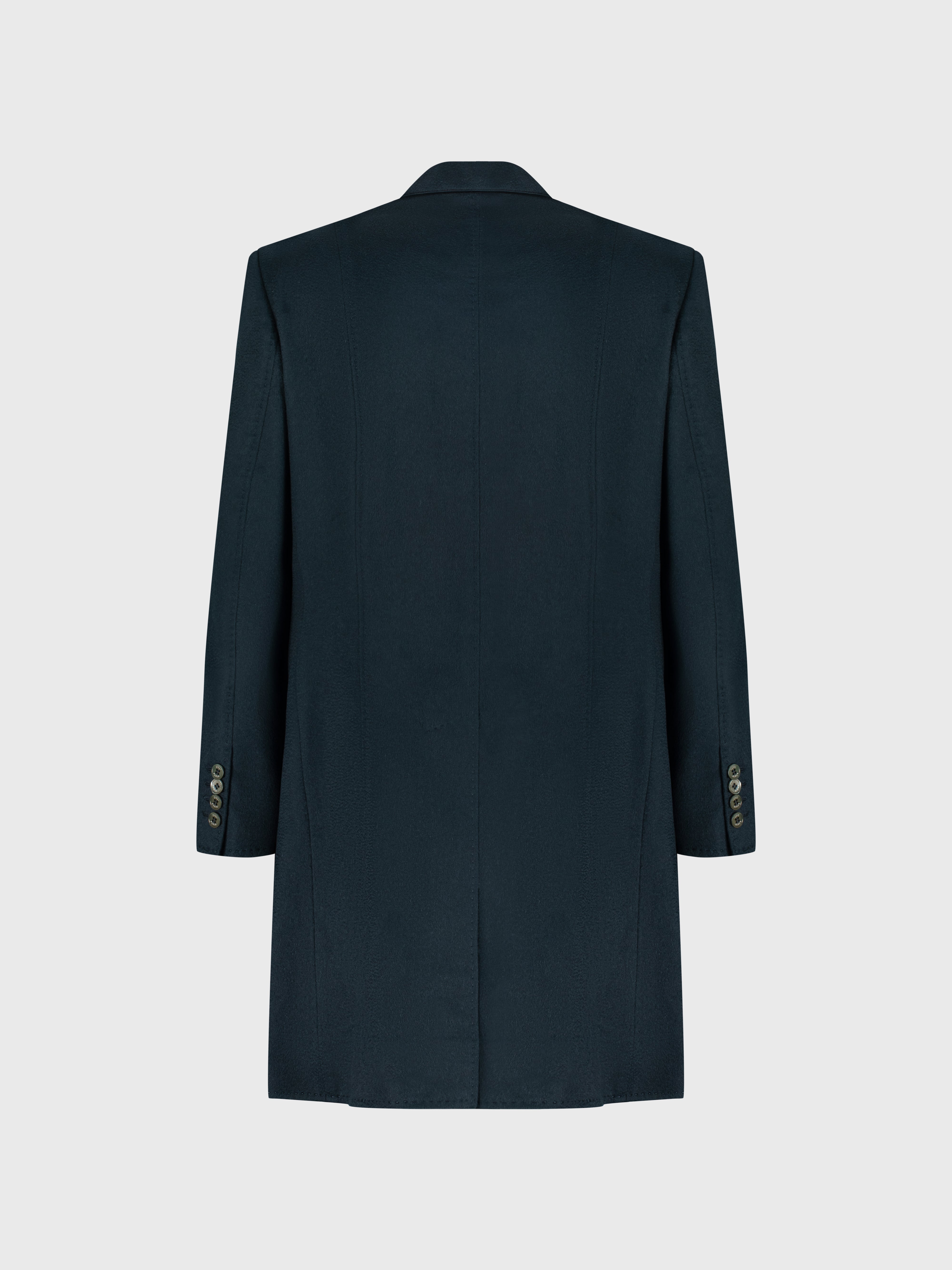 Кашемировое пальто темно-зеленого цвета