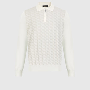 Поло на молнии из кашемира и шелка белое