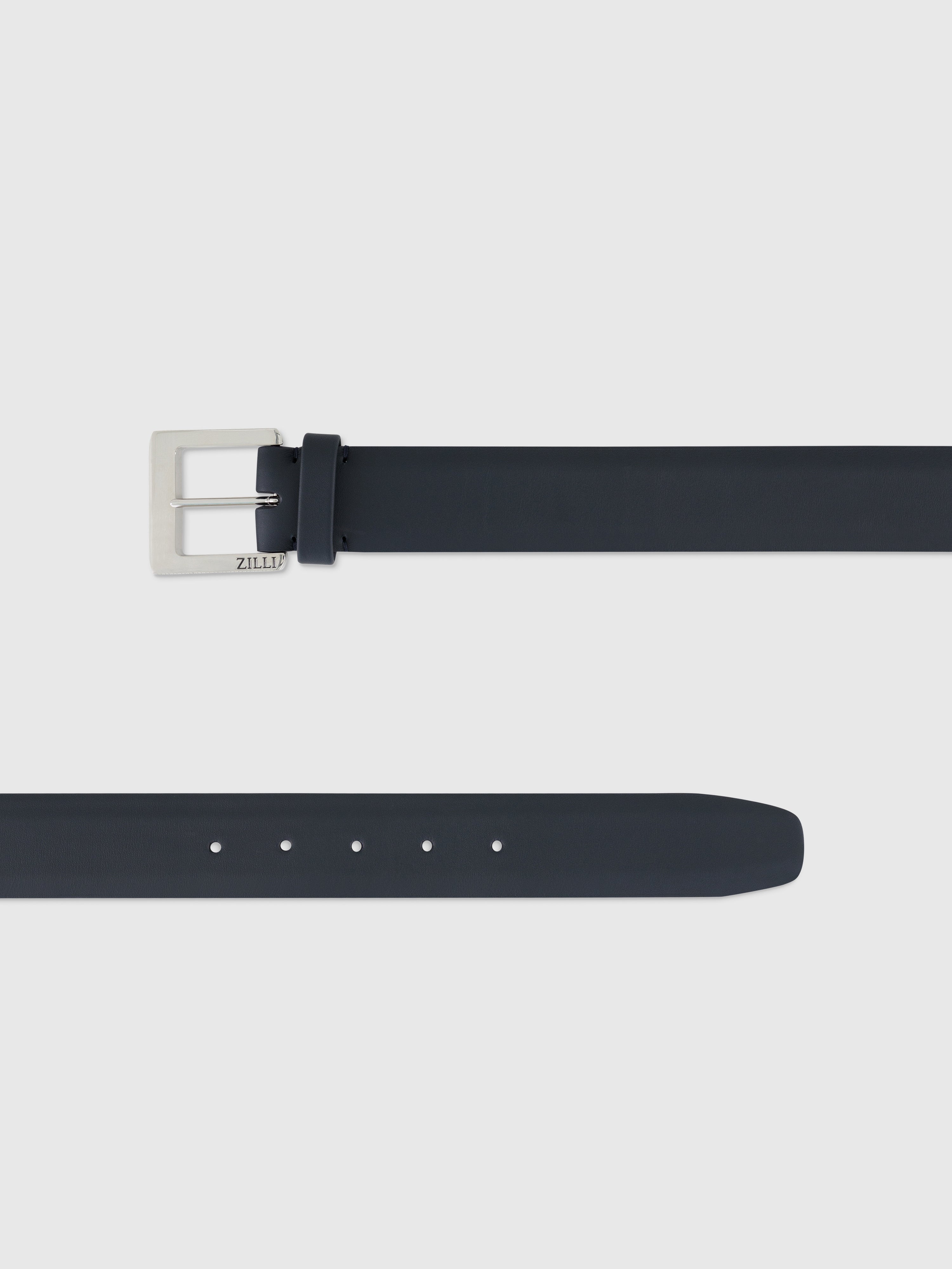 Ремень из телячьей кожи с гравированной квадратной пряжкой синий морской