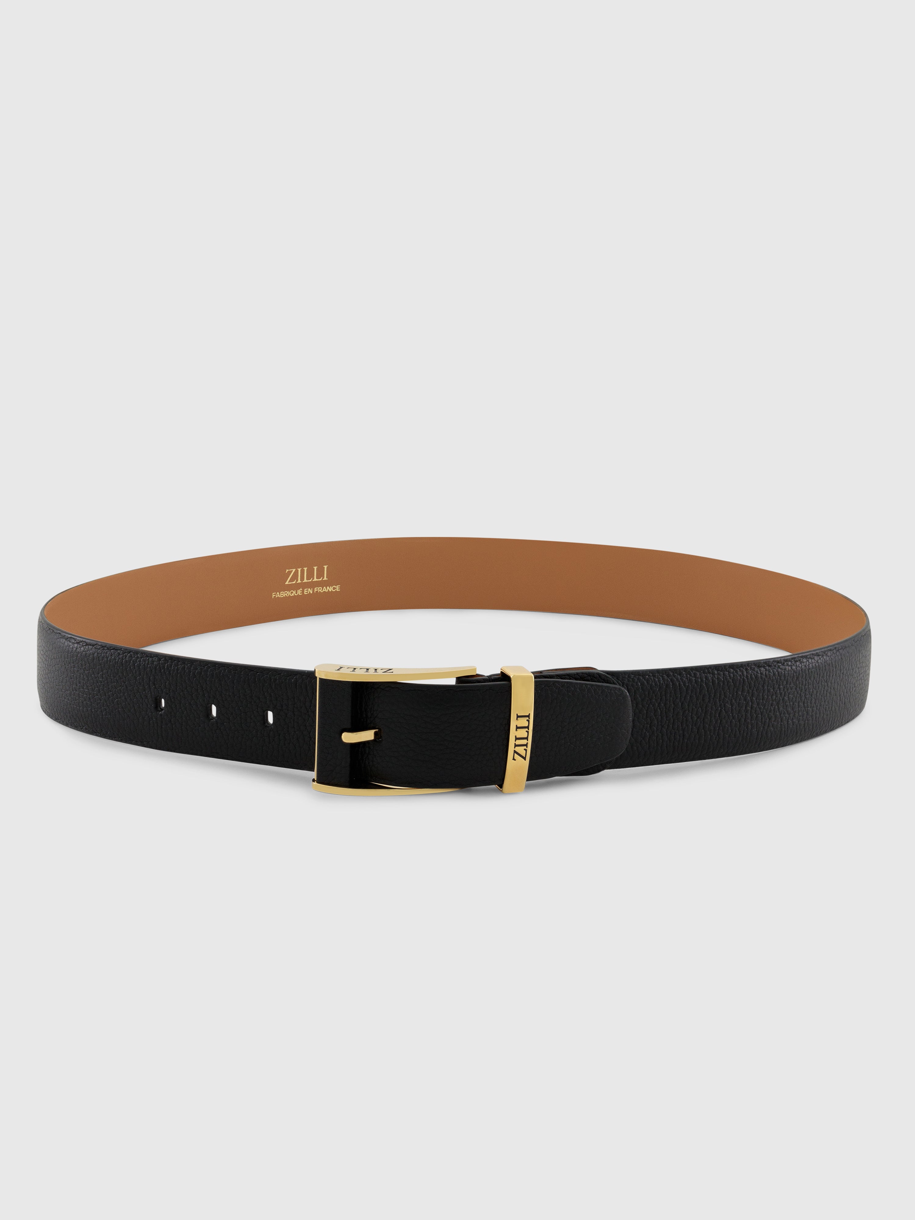 Ремень из зернистой телячьей кожи с пряжкой 2007 Черный