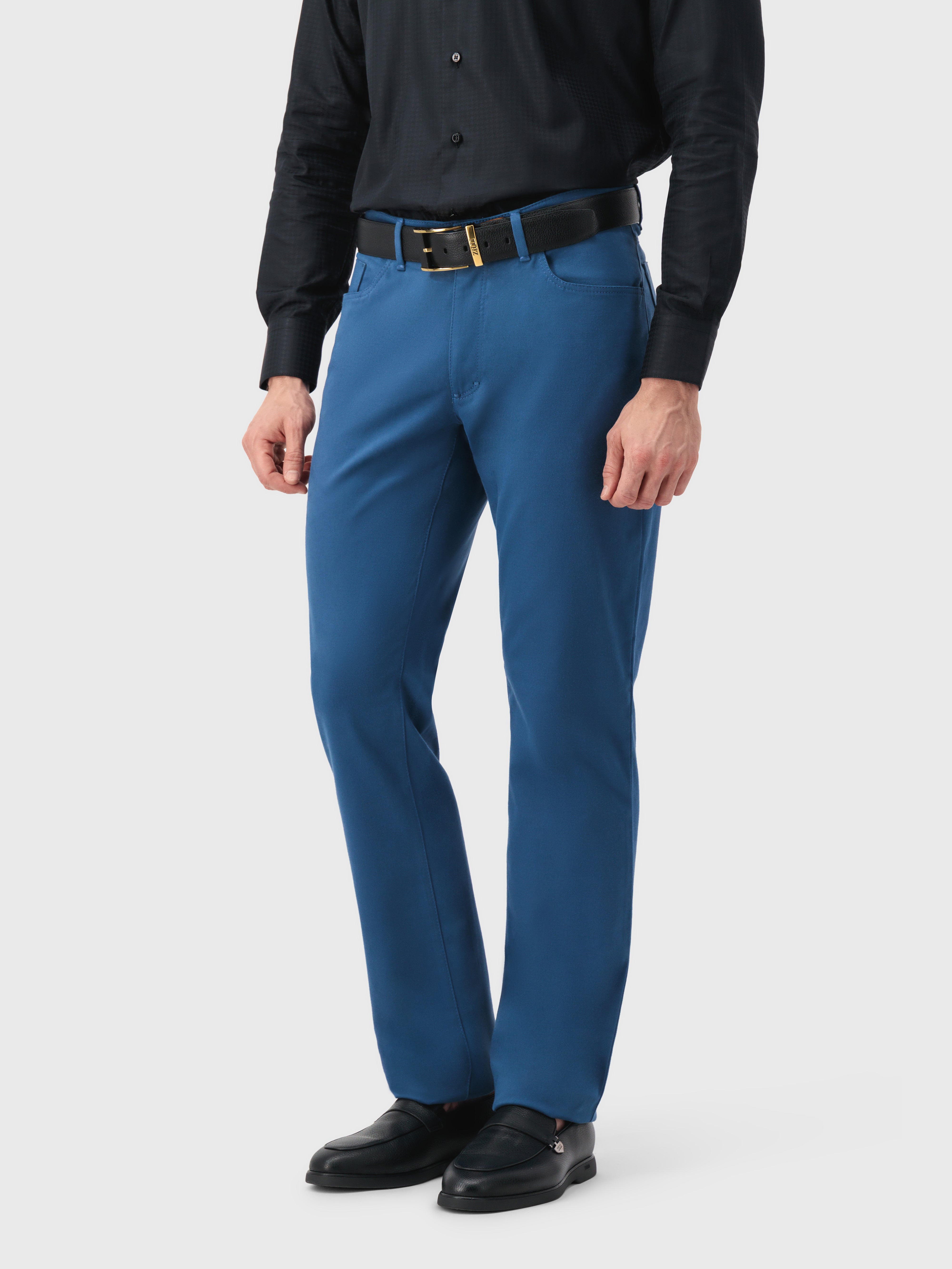 Джинсы с телячьей замшевой нашивкой "Z" Синие джинсы