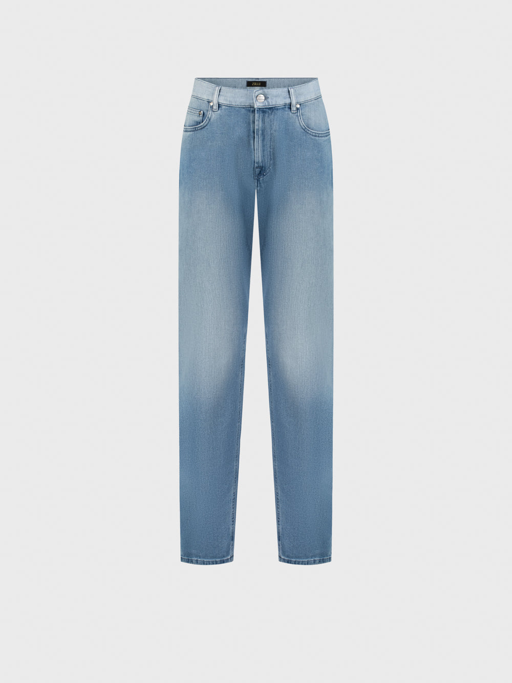 Брюки из денима и хлопка с вышивкой "Maison ZILLI EST 1965" - Оксфордский синий