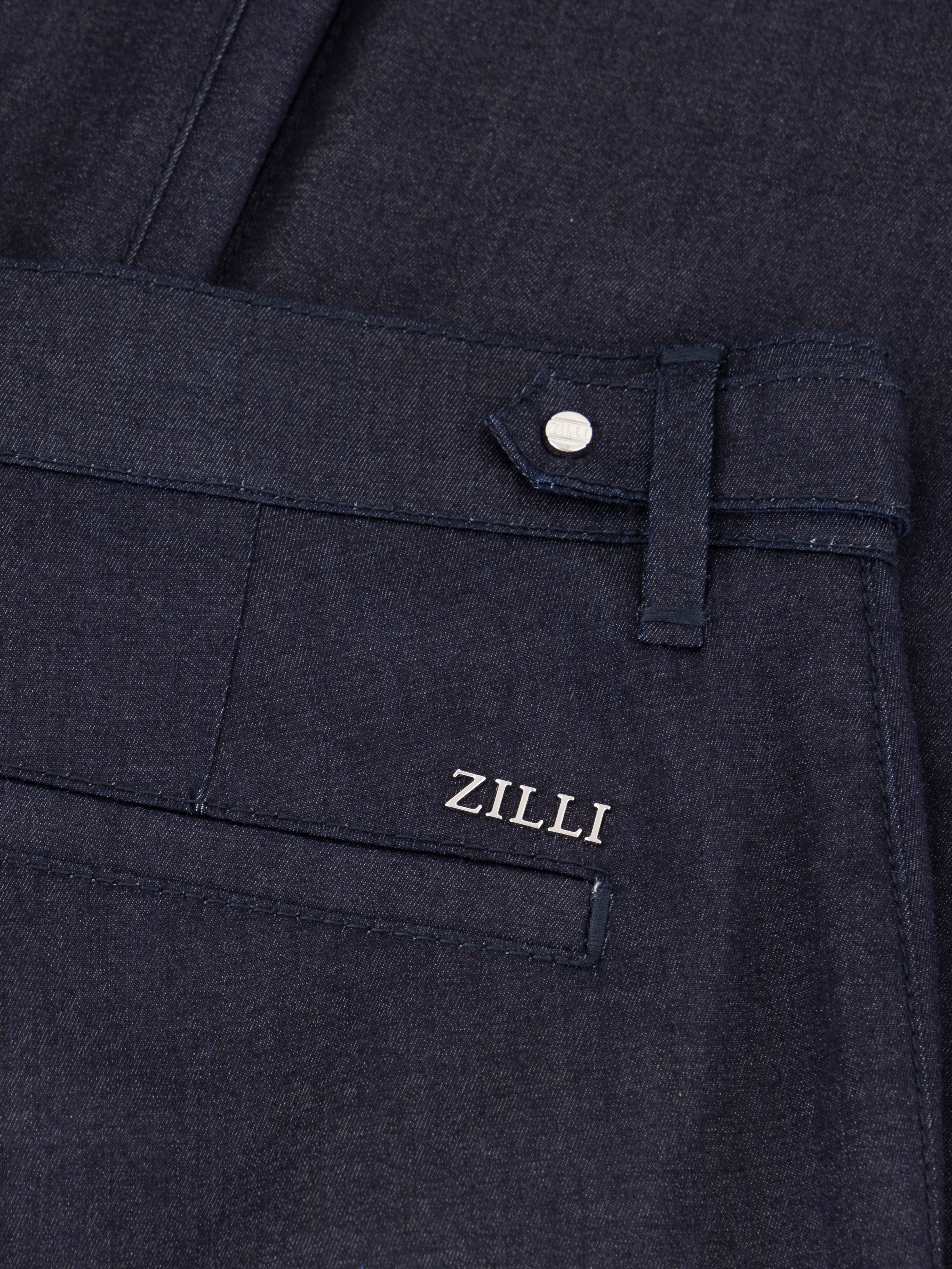 Джинсовые хлопковые брюки ZILLI "Lettering" - Синий морской