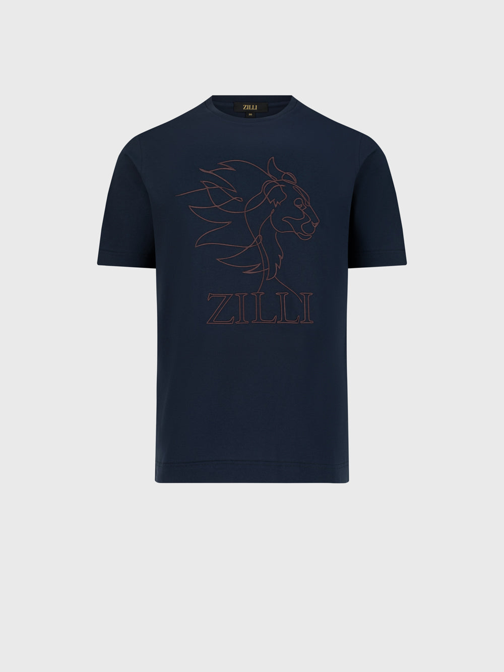 Хлопковая рубашка с вышивкой "Большой лев" ZILLI - Синий ВМФ