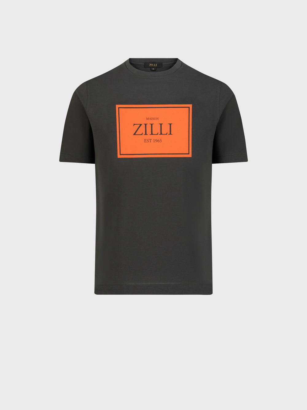 Хлопковая рубашка с вышивкой "Maison ZILLI EST 1965" - глубокий военный