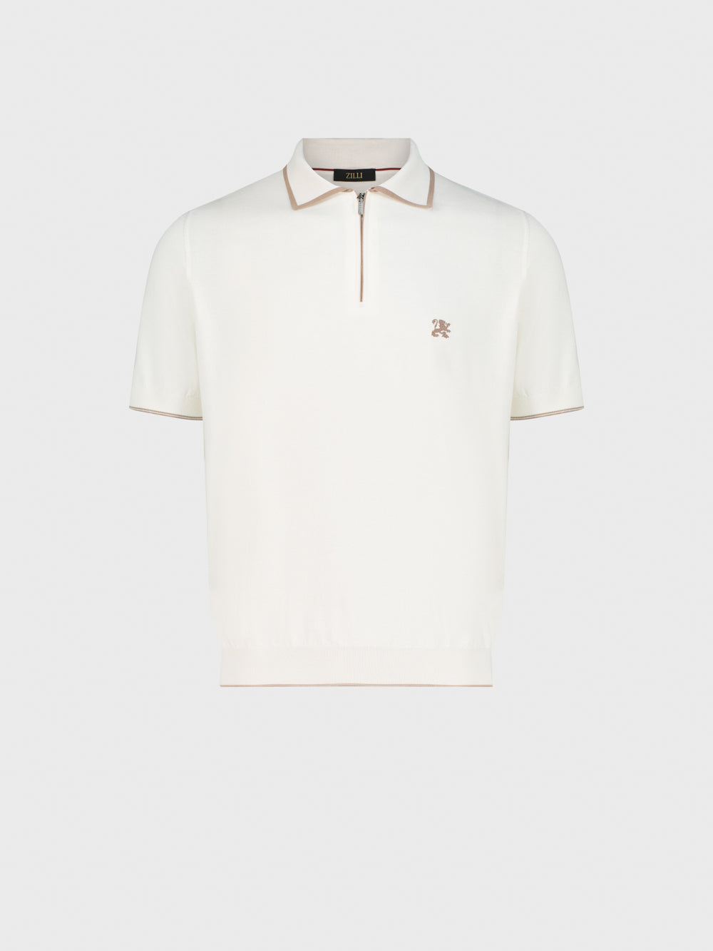 Трикотажное поло из шелка и хлопка "Lion Piquet" - натуральный белый