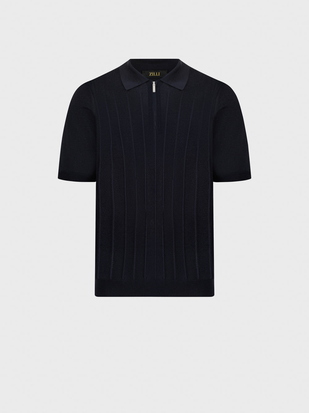 Полосатая рубашка-поло из шелкового трикотажа - Синий ВМФ