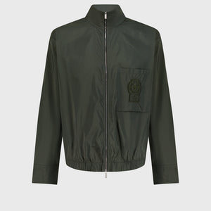 Куртка-бомбер с одним отложным воротником - глубокий военный