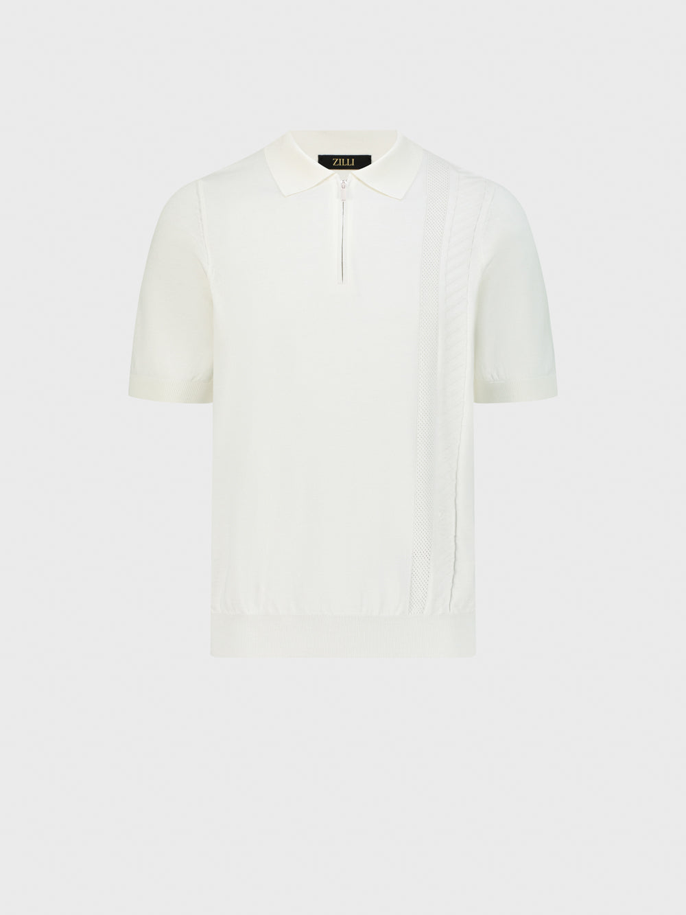 Рубашка-поло из шелкового трикотажа - Натуральный белый