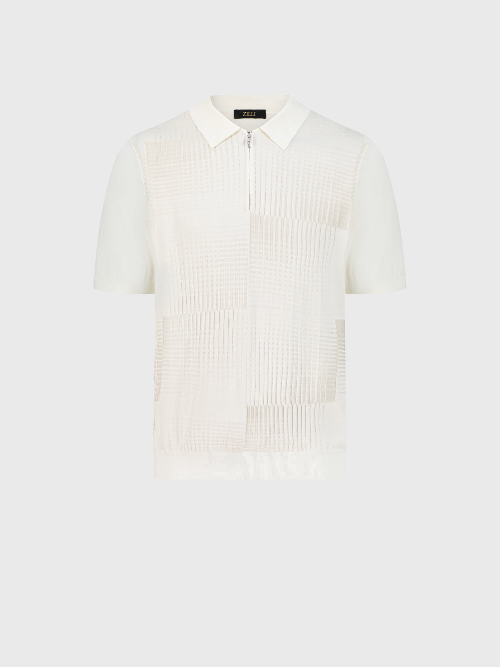 Поло из шелка и хлопка "Квадрат" - натуральный белый