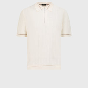 Шелковая трикотажная рубашка с геометрическим узором - Натуральный белый