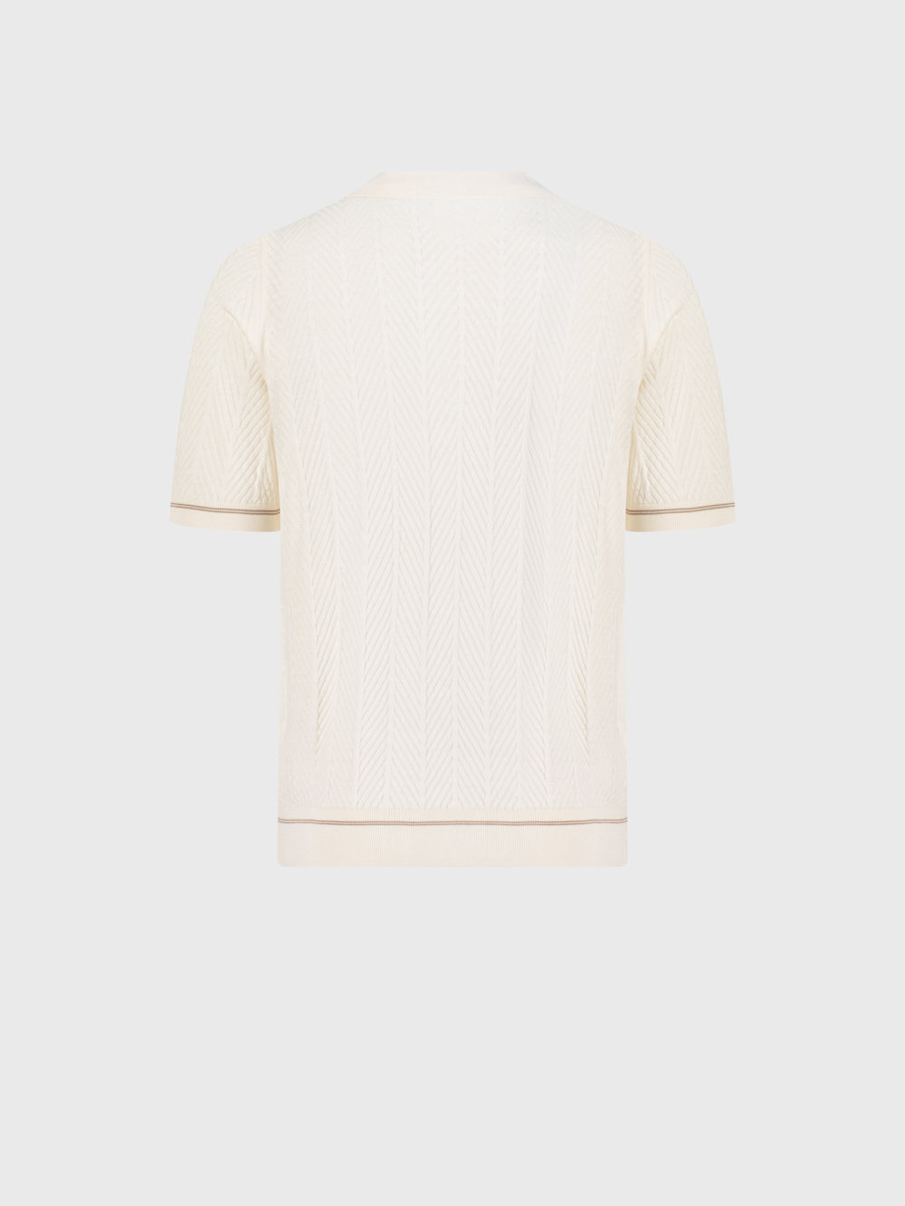 Шелковая трикотажная рубашка с геометрическим узором - Натуральный белый