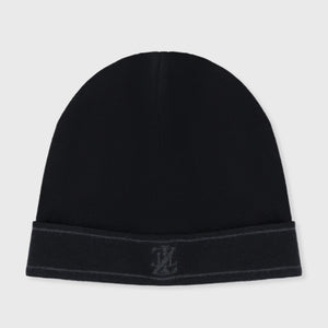 Шерстяная шелковая шапка - черная