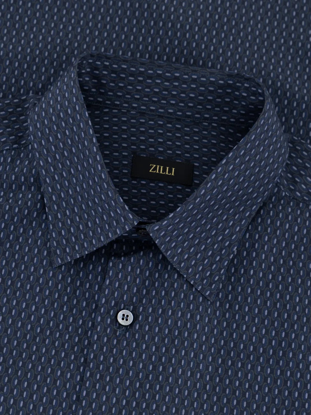 Хлопковая рубашка с геометрическими узорами - Дымчато-голубой