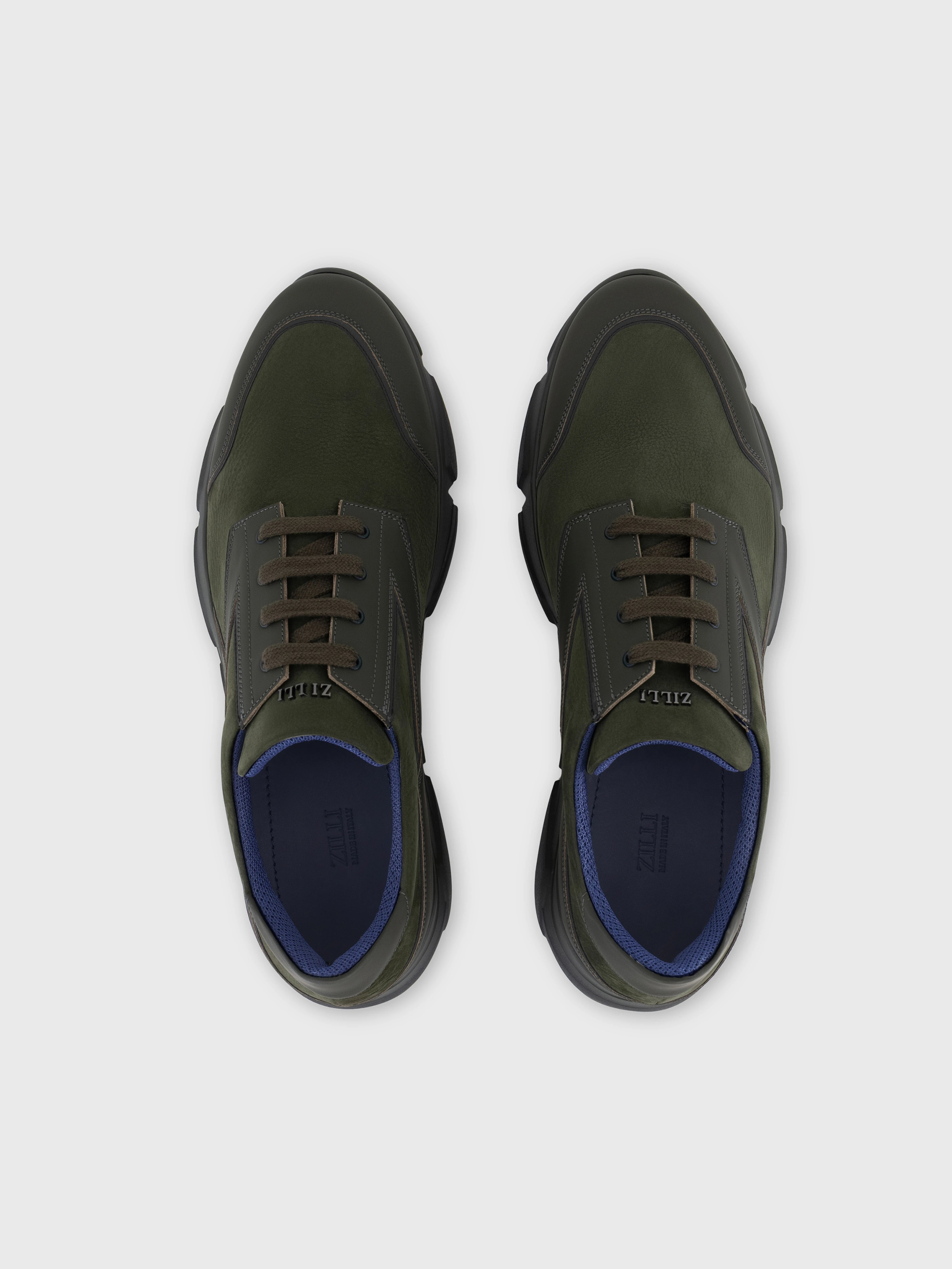 Кроссовки с замшевой отделкой - Темный шалфей