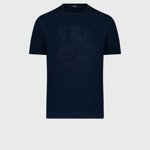 Футболка с вышивкой "Большой лев" - Темно-темноморский