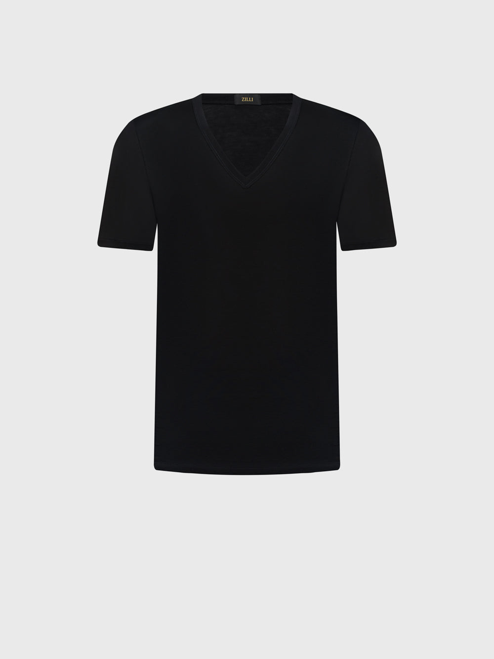 Однотонная футболка с V-образным вырезом - Черный