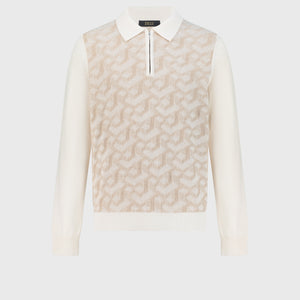 Свитер с графическим рисунком на полузакрытой молнии - Blond Fawn