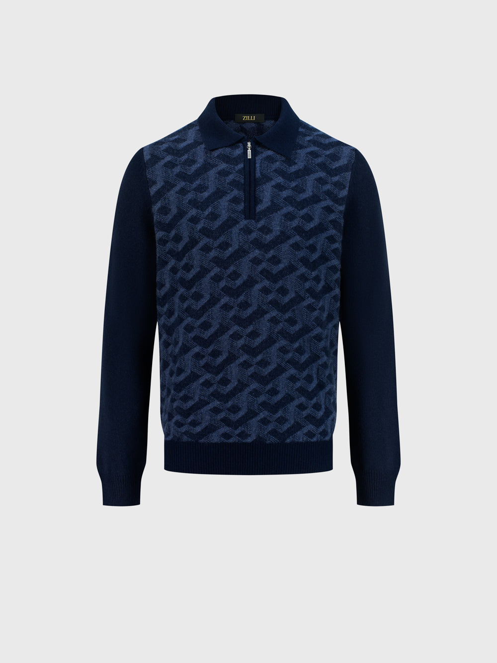 Графический свитер с полузакрытой молнией - Темно-темноморский