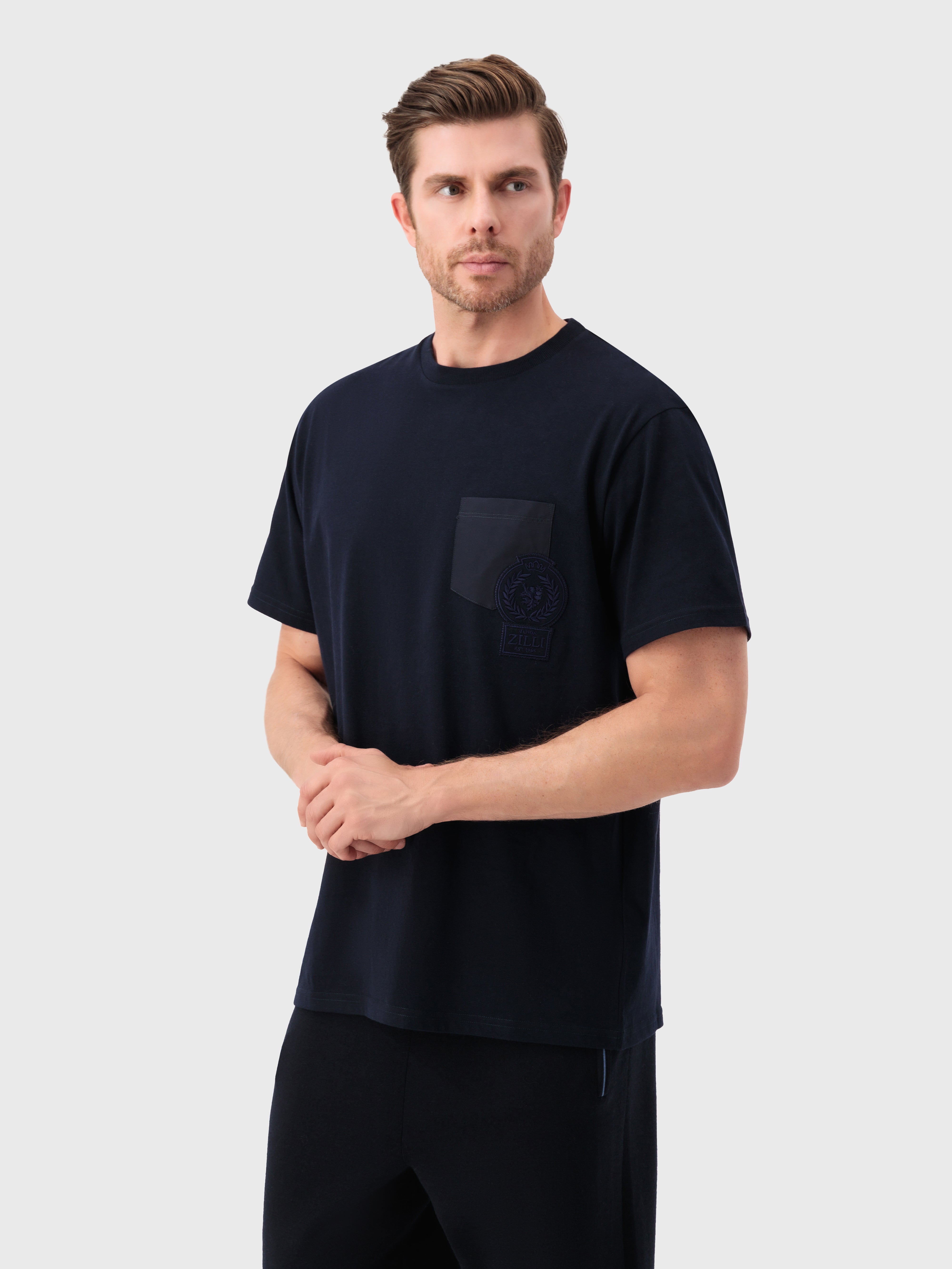 Хлопковая футболка с гребнем Zilli темно-темноморского цвета