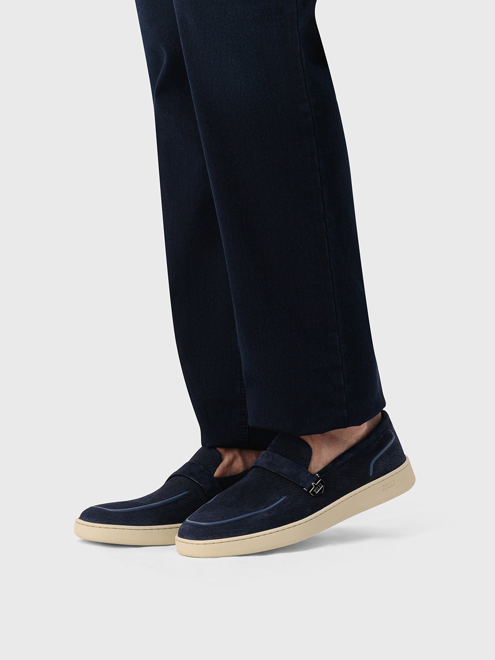 Замшевые мокасины - синий морской