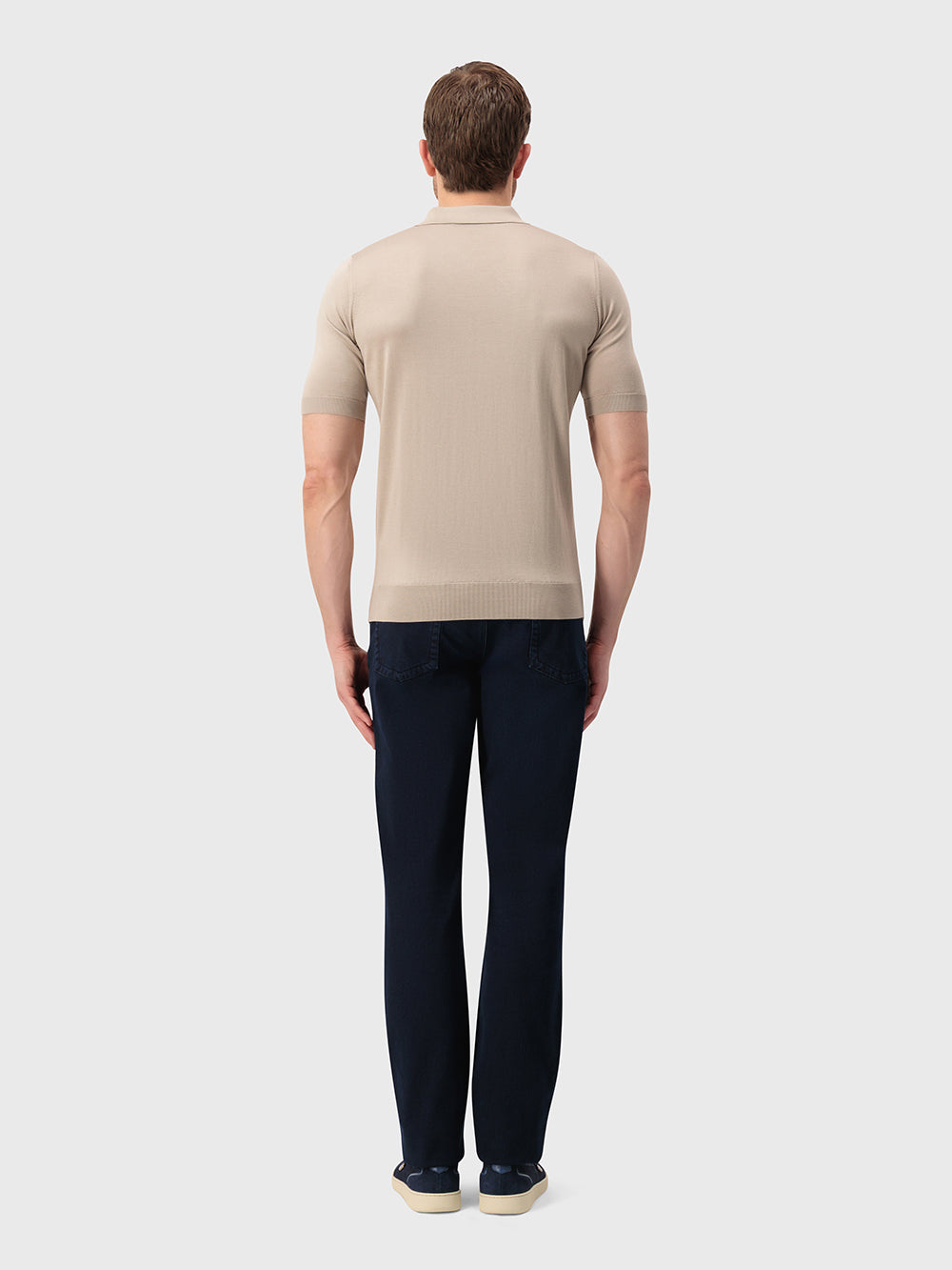 Полосатая рубашка-поло из шелкового трикотажа - Pale Fawn