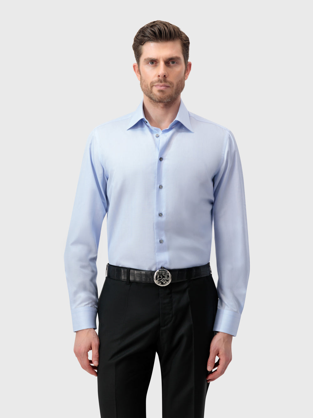 Утонченная клетчатая классическая рубашка - Оксфордский синий